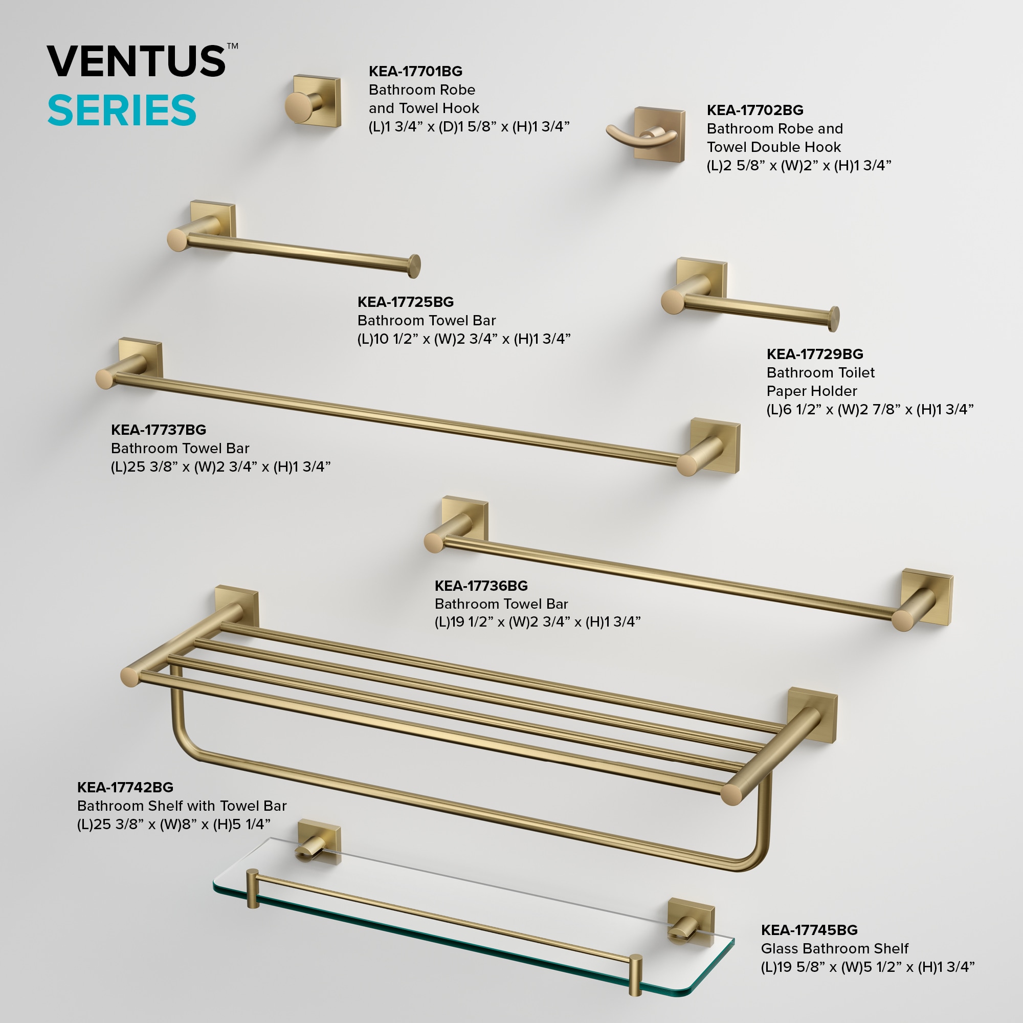 Toallero de Pared en Oro Cepillado Kraus Ventus 8 Pulgadas x 25.38 Pulgadas x 8 Pulgadas