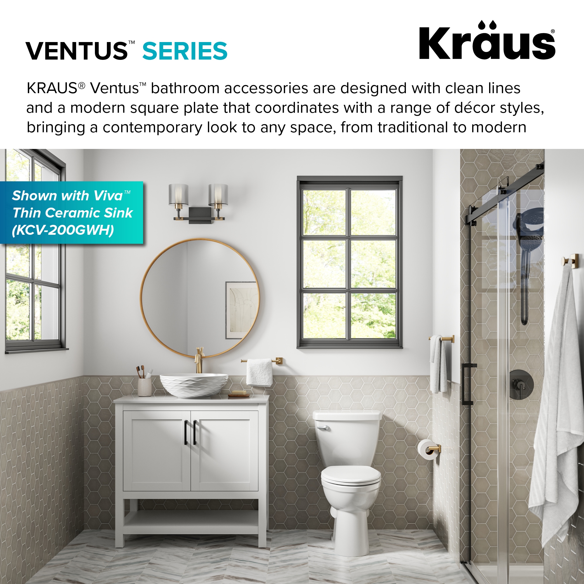 Toallero de Pared en Oro Cepillado Kraus Ventus 8 Pulgadas x 25.38 Pulgadas x 8 Pulgadas