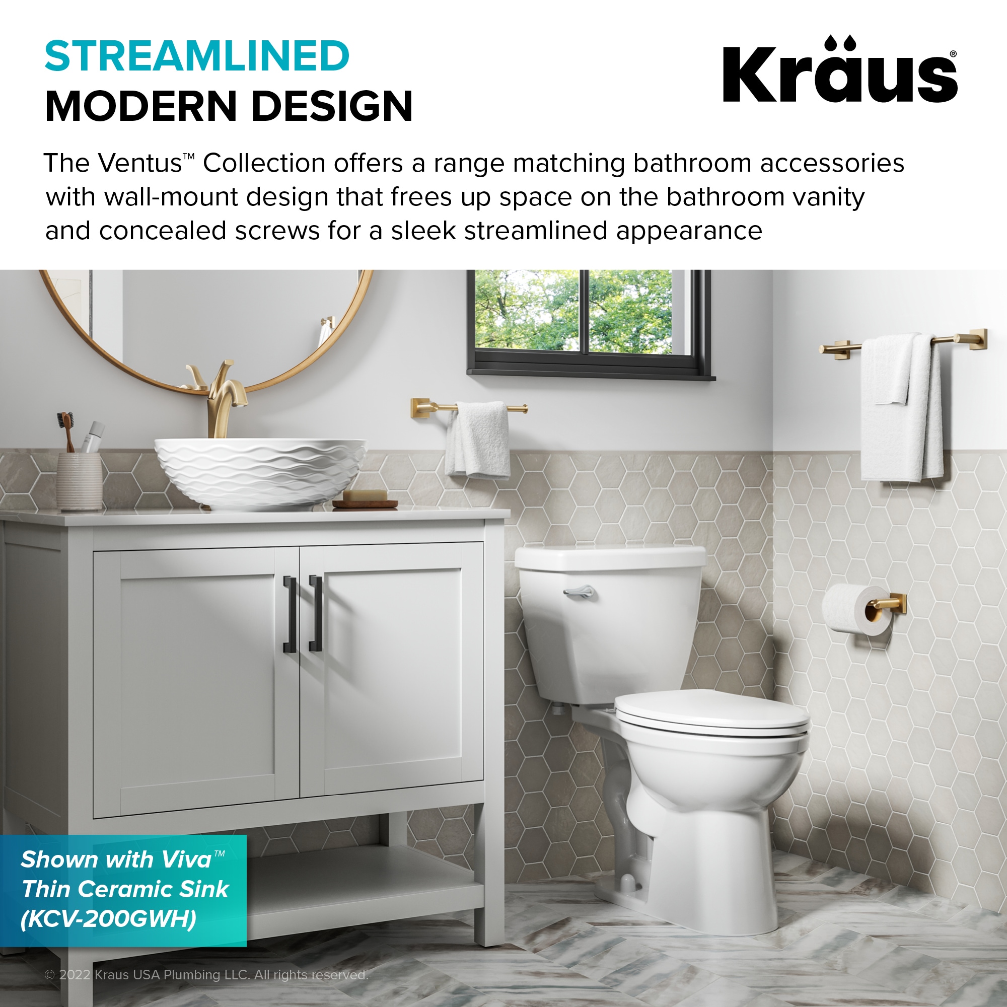 Toallero de Pared en Oro Cepillado Kraus Ventus 8 Pulgadas x 25.38 Pulgadas x 8 Pulgadas