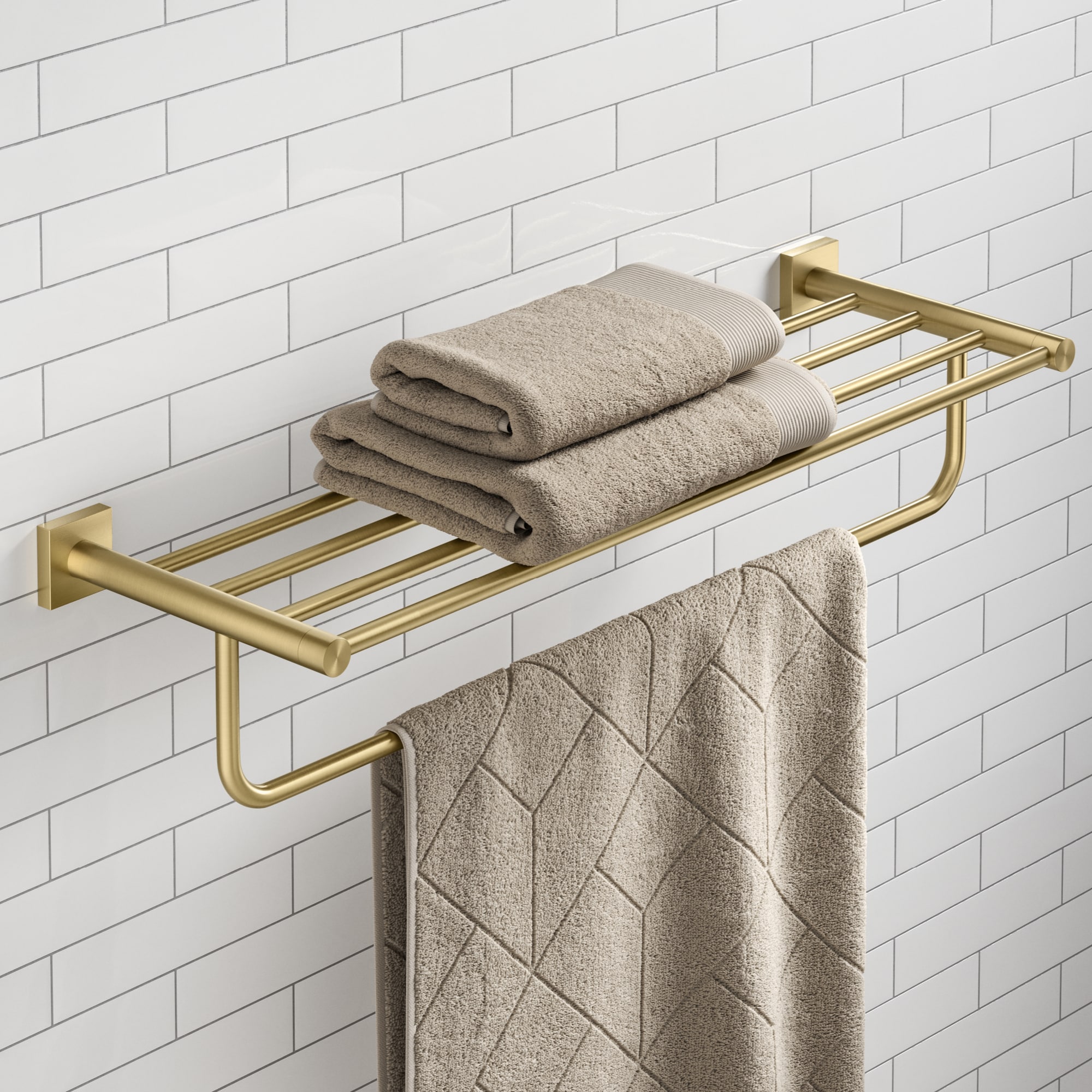 Toallero de Pared en Oro Cepillado Kraus Ventus 8 Pulgadas x 25.38 Pulgadas x 8 Pulgadas