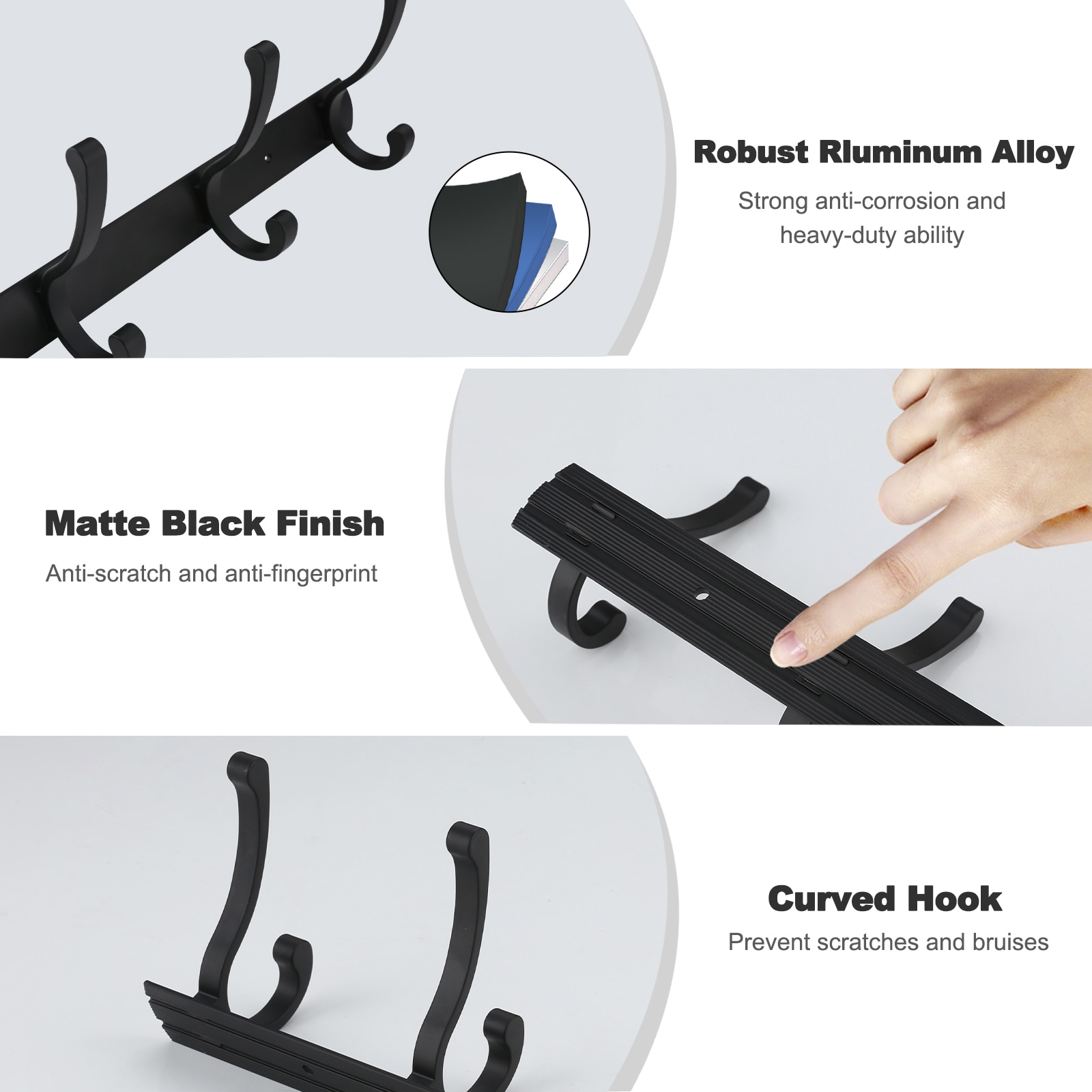 Toallero de Pared de Baño WOWOW Negro 4 Pulgadas x 13.7 Pulgadas x 4 Pulgadas
