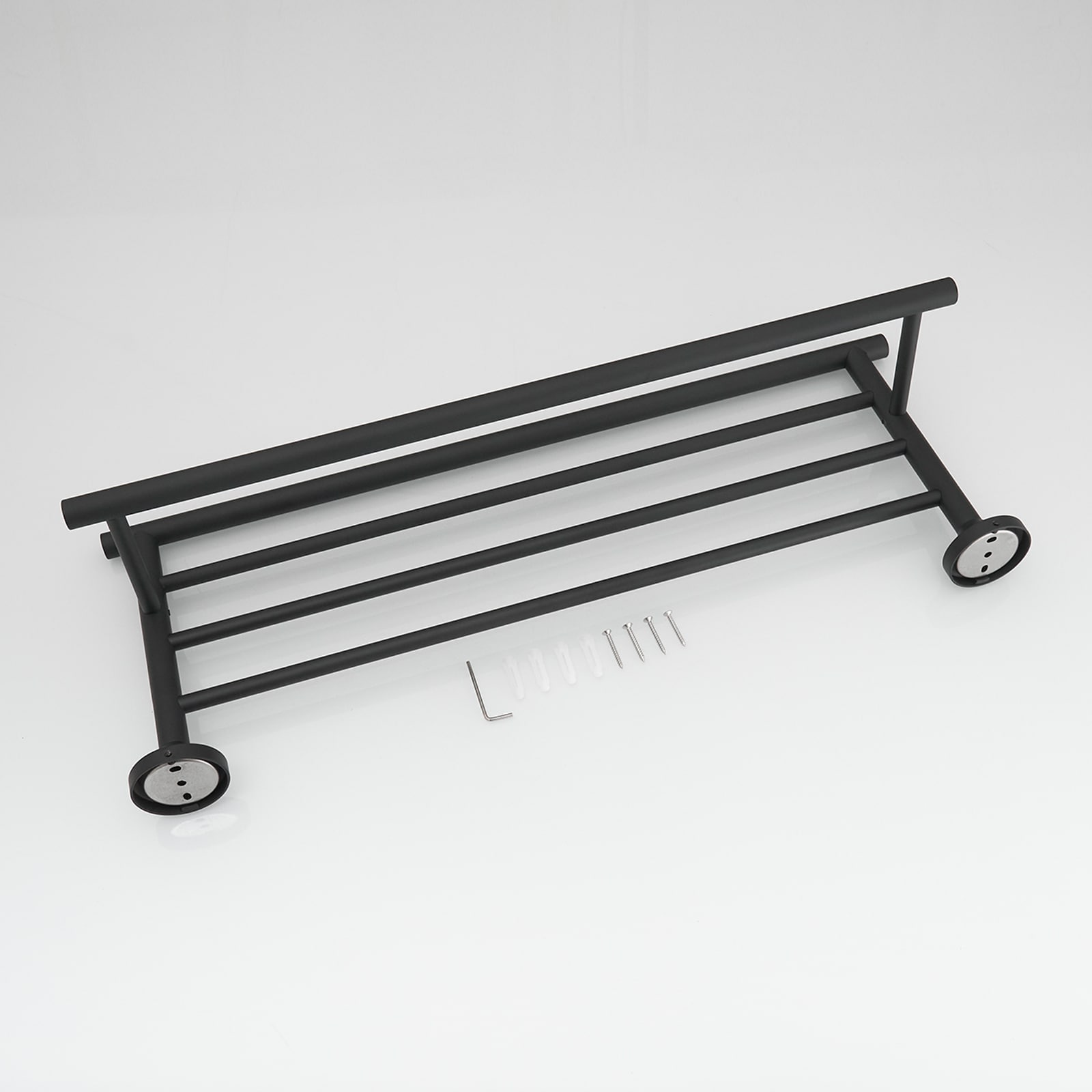 Perchero de Toallas Montado en Pared Negro Mate 9.65 pulgadas x 9.65 pulgadas x 24.41 pulgadas A-91088-NEGRO