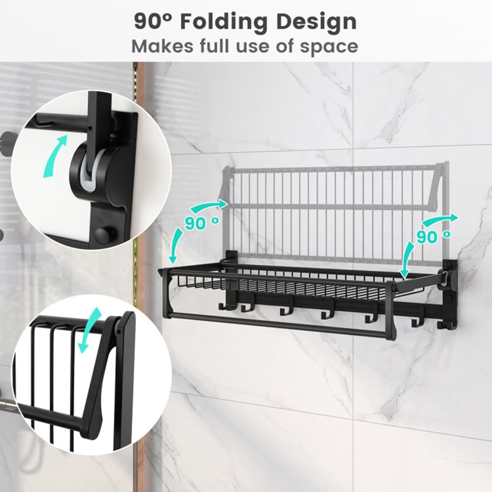 Percha para toallas de pared en negro WELLFOR 23.5 pulgadas x 23.5 pulgadas x 10 pulgadas JZ10207