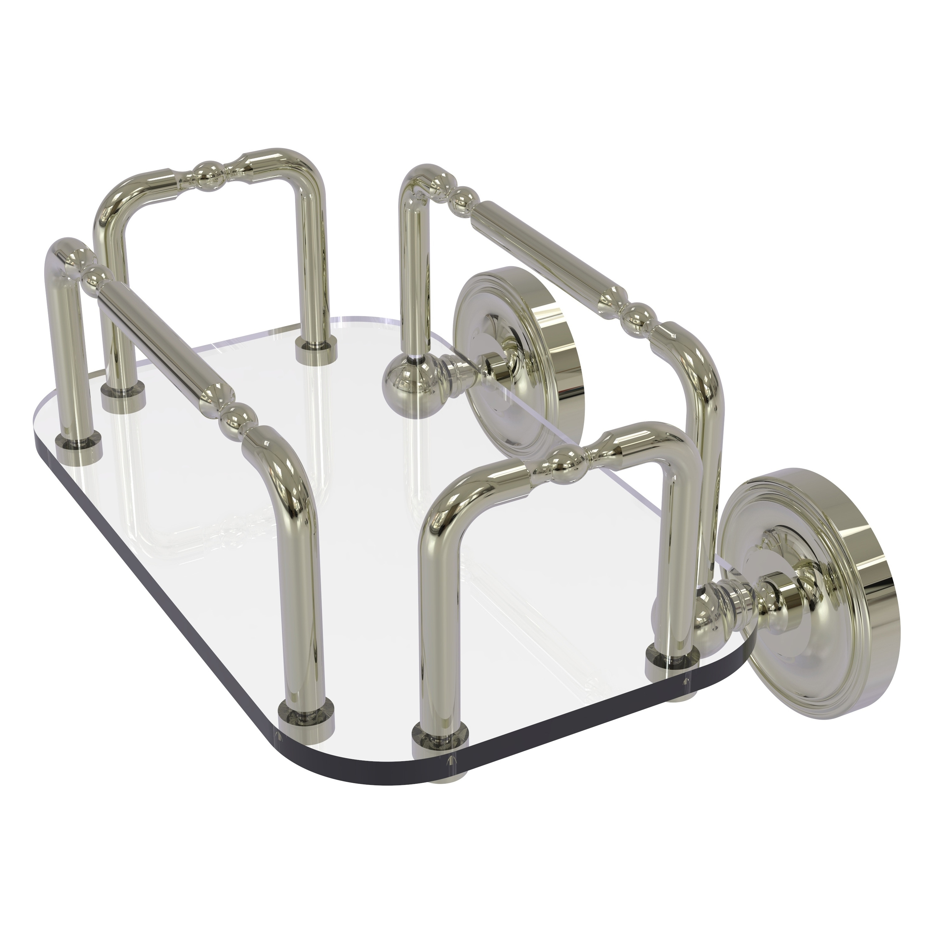 Perchero para toallas de montaje en pared, acabado en níquel pulido Prestige Regal de Allied Brass, 7.5 pulgadas x 10.25 pulgadas x 9 pulgadas