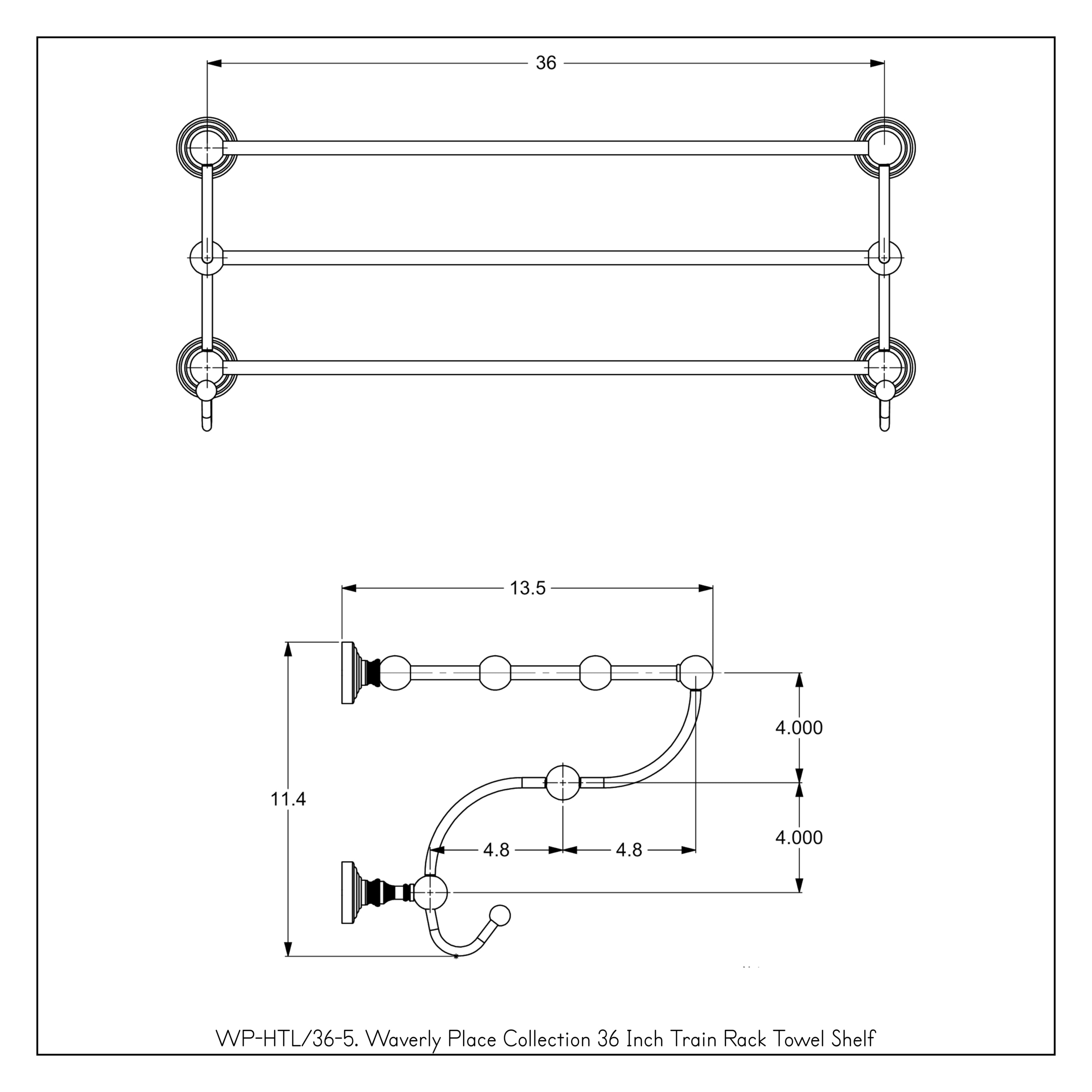 Toallero de Pared Allied Brass Waverly Place en Níquel Satinado de 14 pulgadas x 36 pulgadas x 6 pulgadas