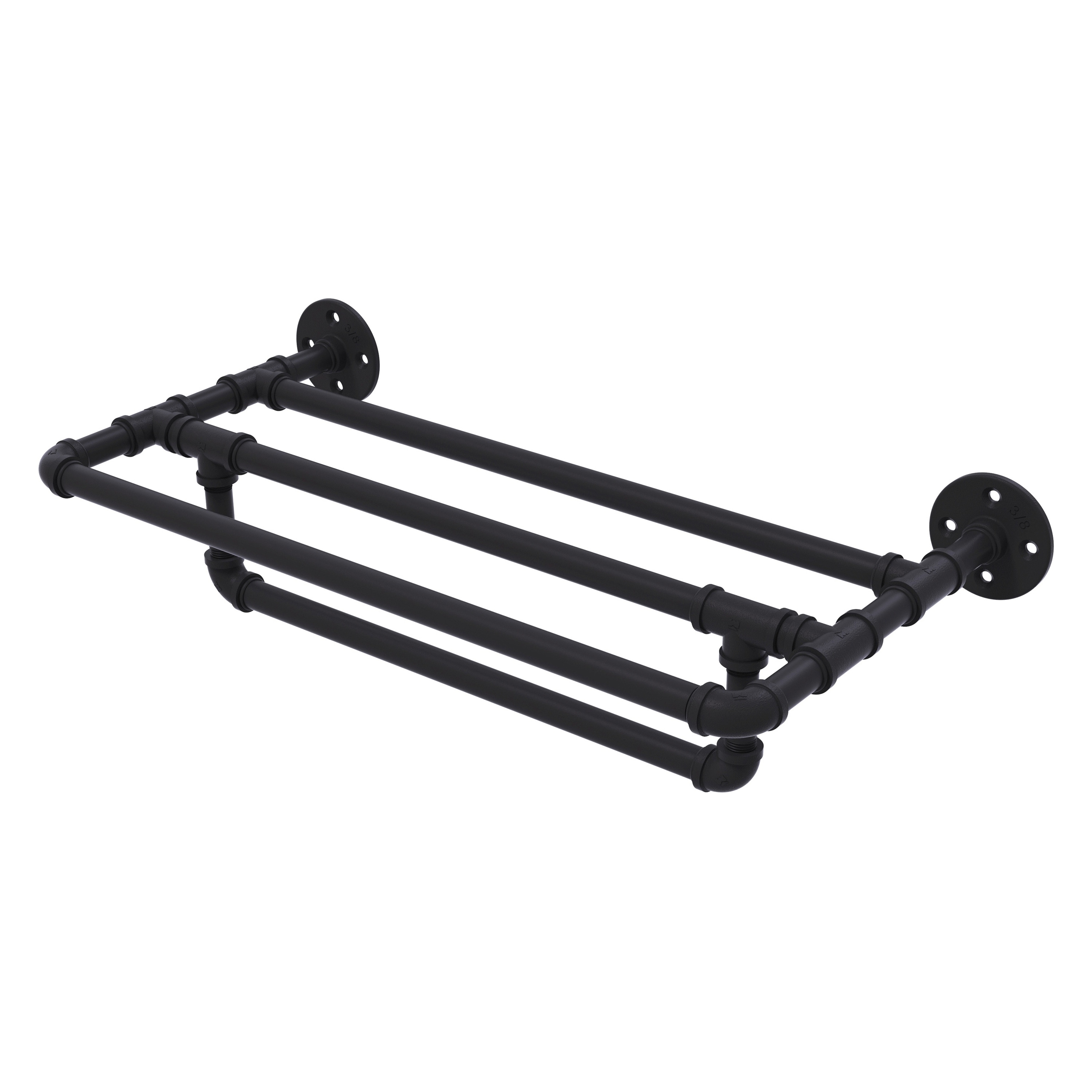 Toallero de Pared Negro Mate para Montaje "Pipeline" de Brass 10.8 Pulgadas x 24 Pulgadas x 9 Pulgadas