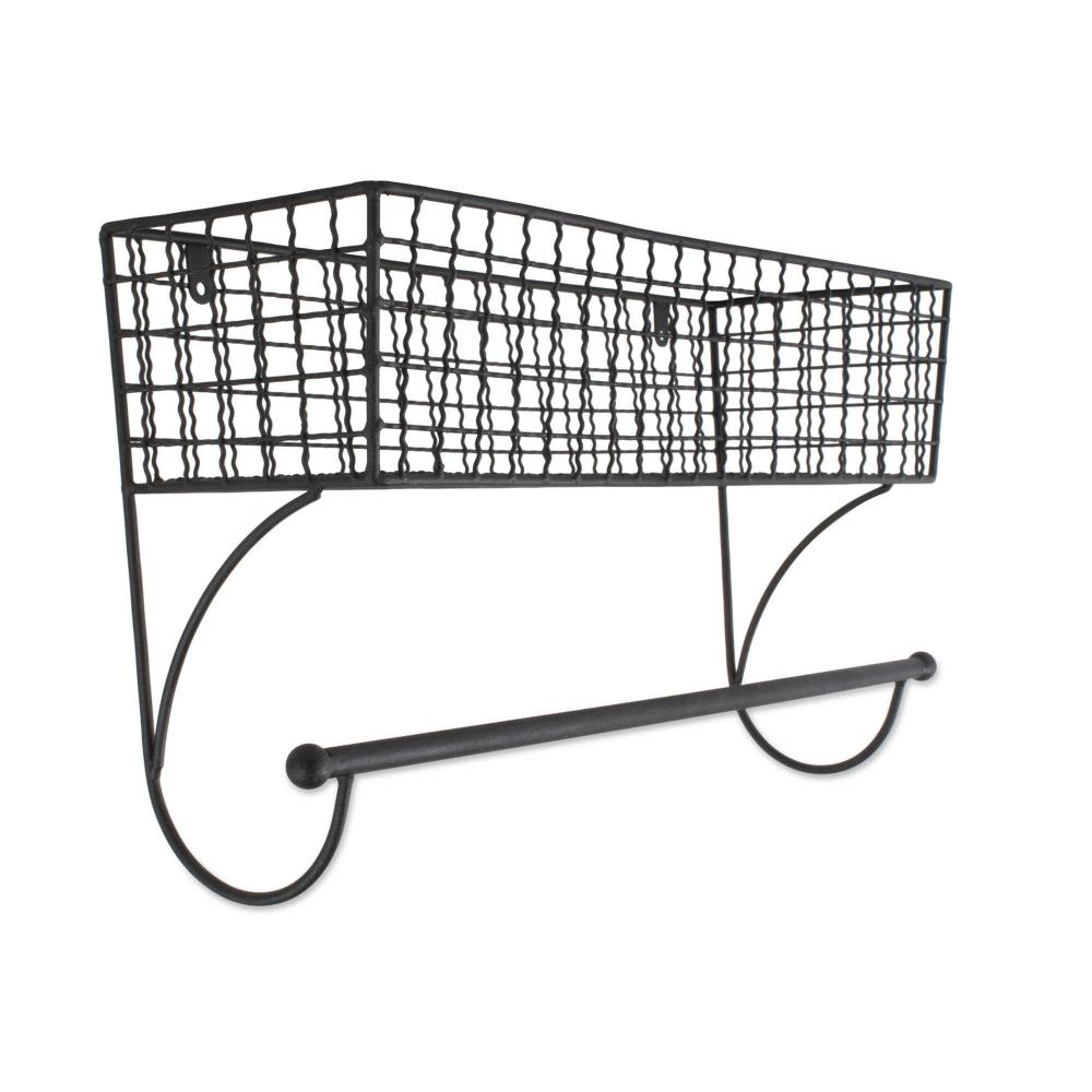 Perchero de Toallas para montar en la Pared Negro de DII 6.75 pulgadas x 17.75 pulgadas x 9.8 pulgadas Z02225