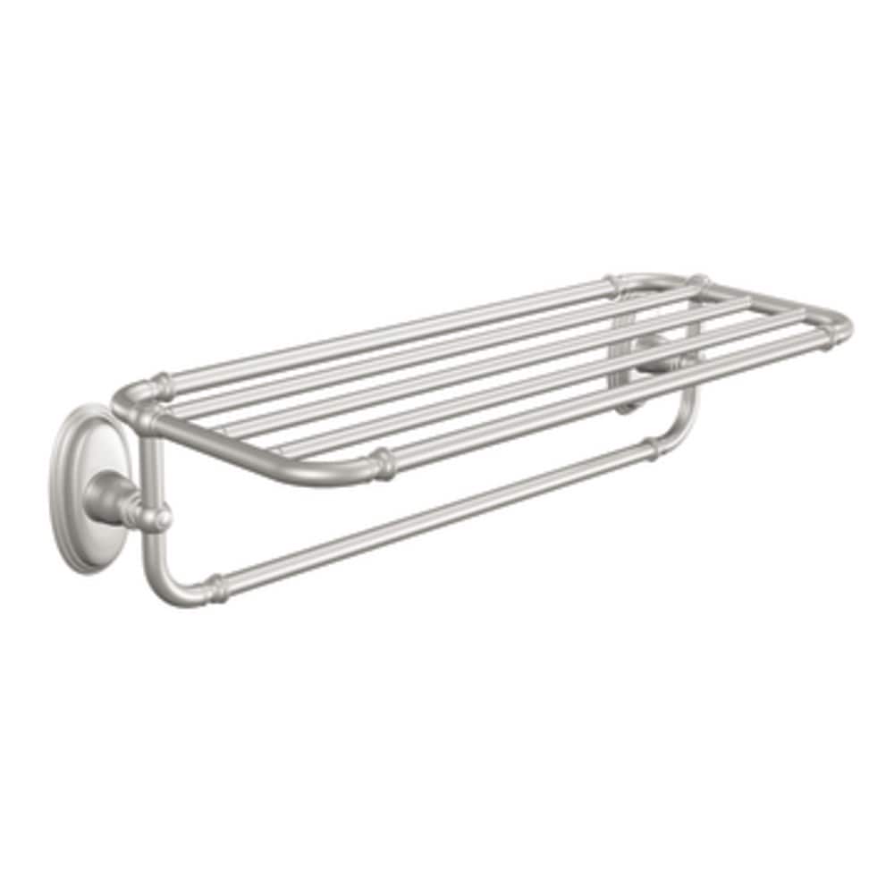 Percha para toallas de montaje en pared en níquel cepillado Moen Kingsley 26.80 pulgadas x 6.43 pulgadas x 9.60 pulgadas YB5494BN