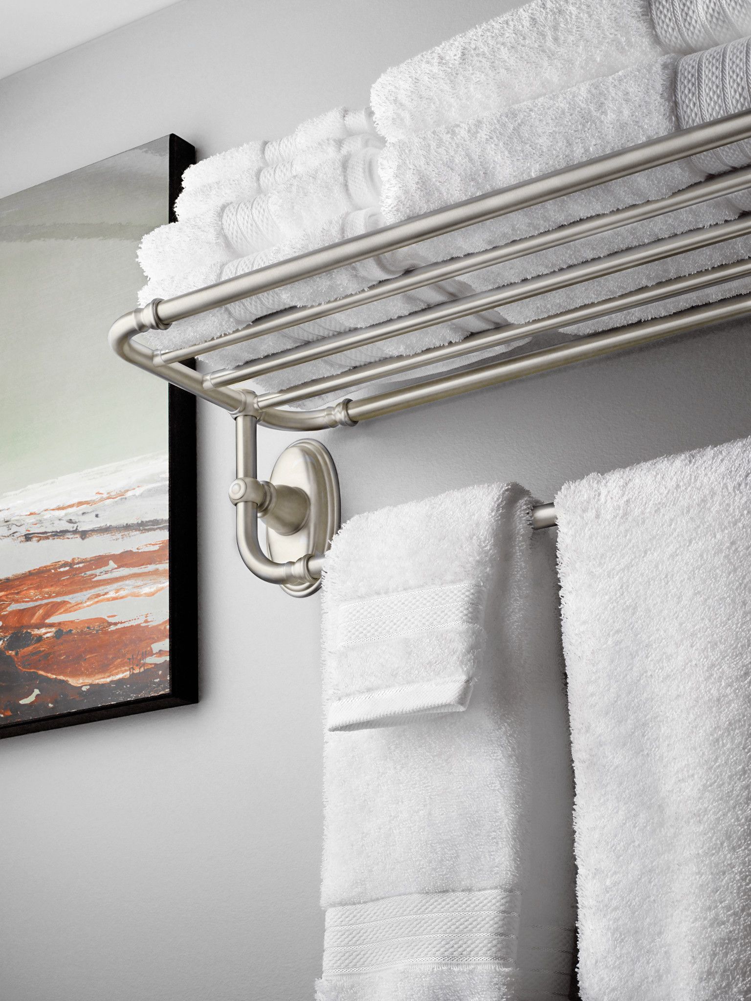 Perchero de toallas de montaje en pared de bronce aceitado Moen Kingsley 26.80 pulgadas x 6.43 pulgadas x 9.60 pulgadas YB5494ORB.