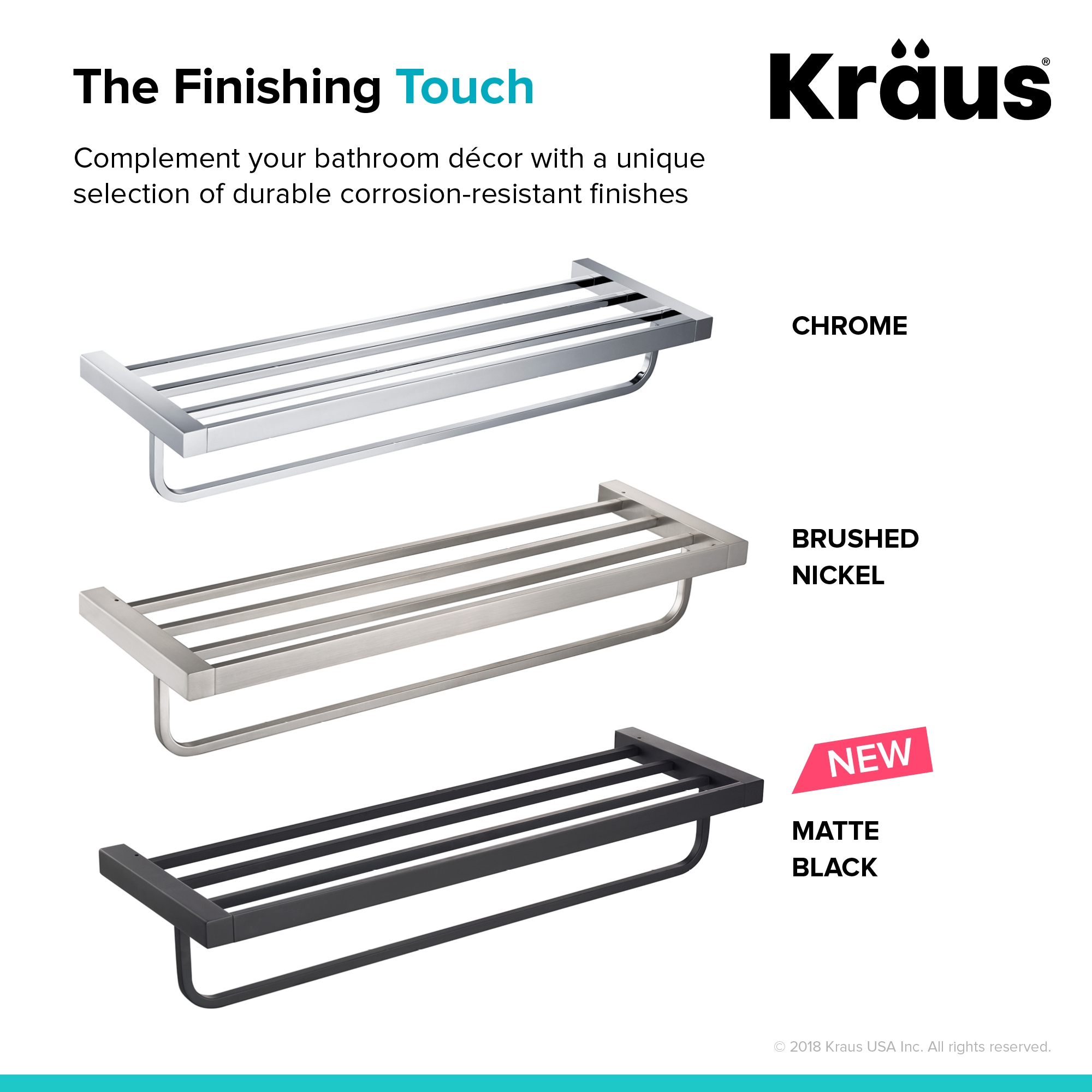 Perchero de Toallas de Pared Kraus Stelios Nickel Cepillado 4.8 Pulgadas x 24.63 Pulgadas x 7.88 Pulgadas KEA-19942BN