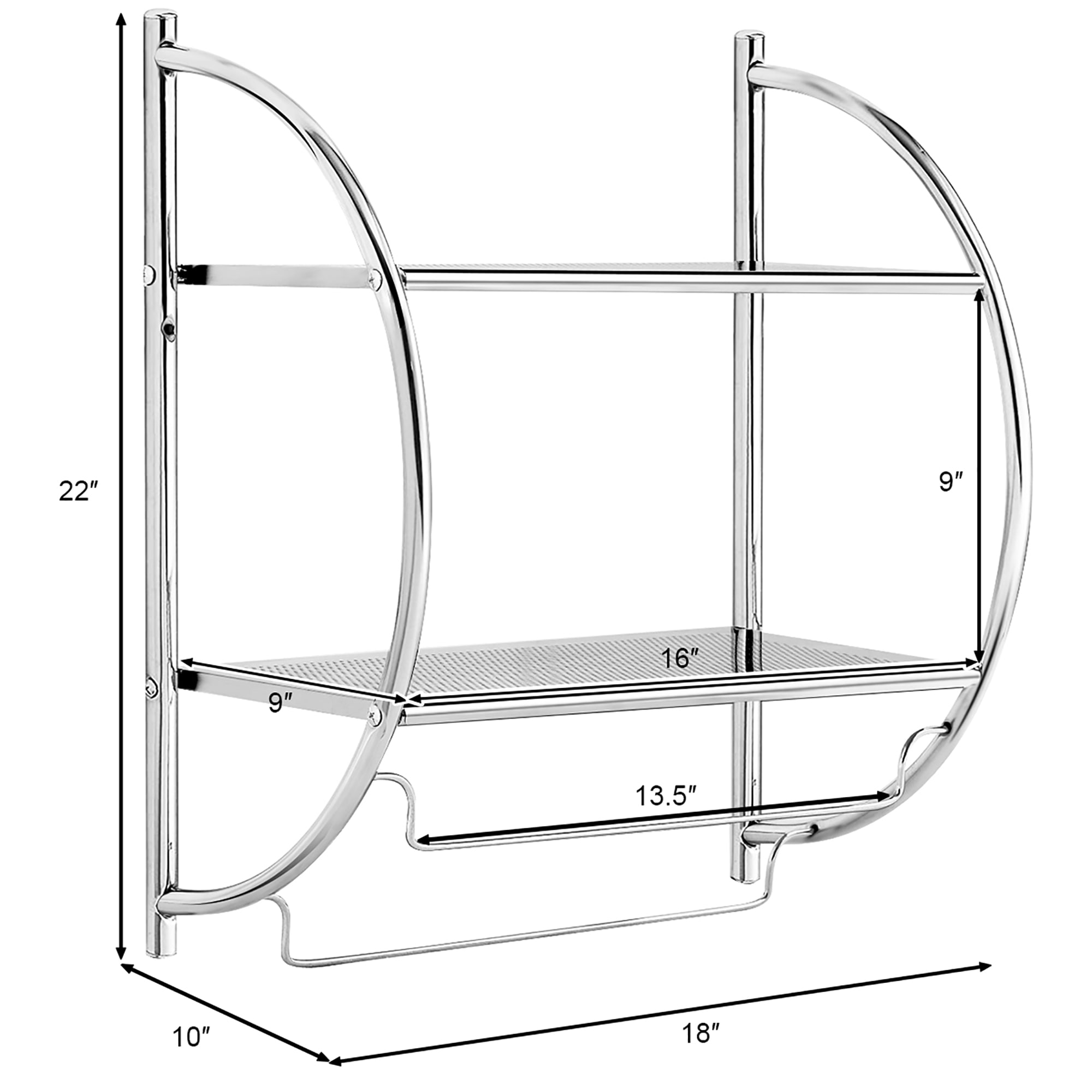 Goplus Plateado 10 pulgadas x 22 pulgadas x 18 pulgadas LWS00382
