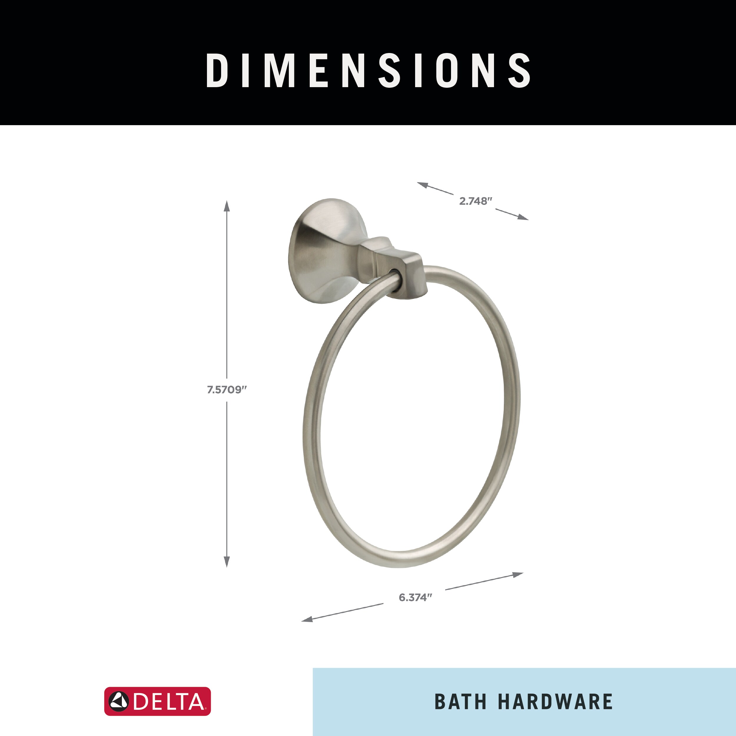 Argolla de Toalla Individual para Montar en Pared de Acero Inoxidable Brilliance de Delta Ashlyn 76446-SS