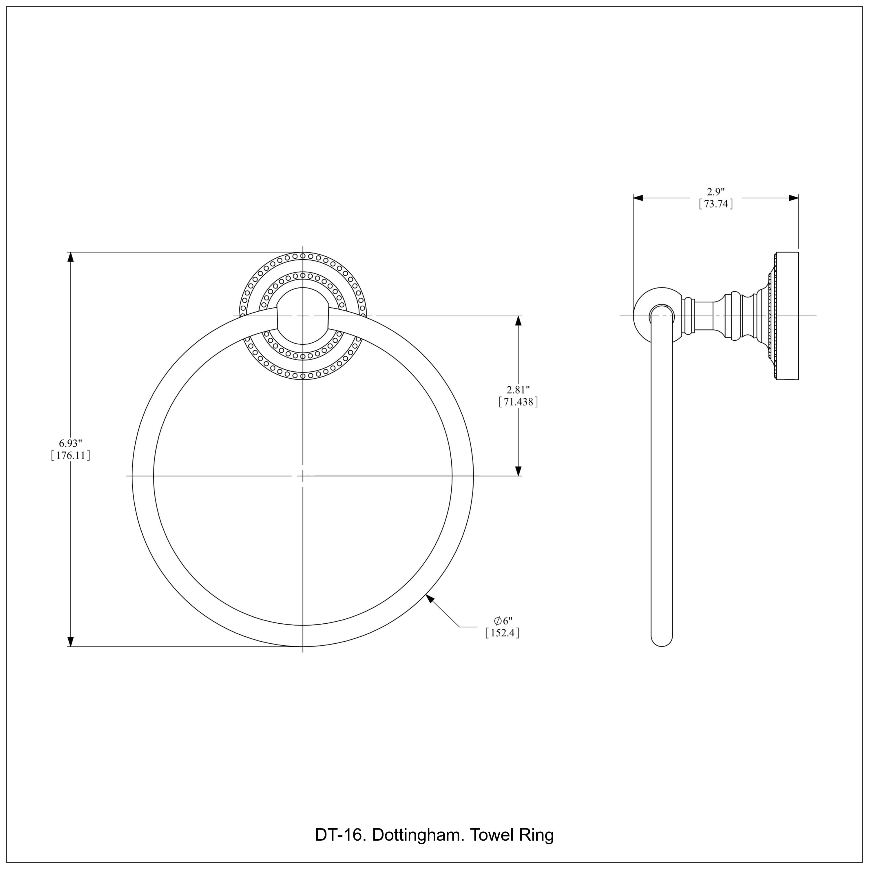 Montaje en pared de anillo de toalla individual en níquel satinado de la línea Dottingham de Allied Brass