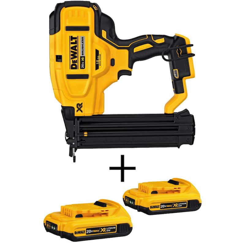 Clavadora eléctrica inalámbrica DEWALT 20V MAX XR de 18 calibre con 2 baterías de 0Ah - DCN680B203