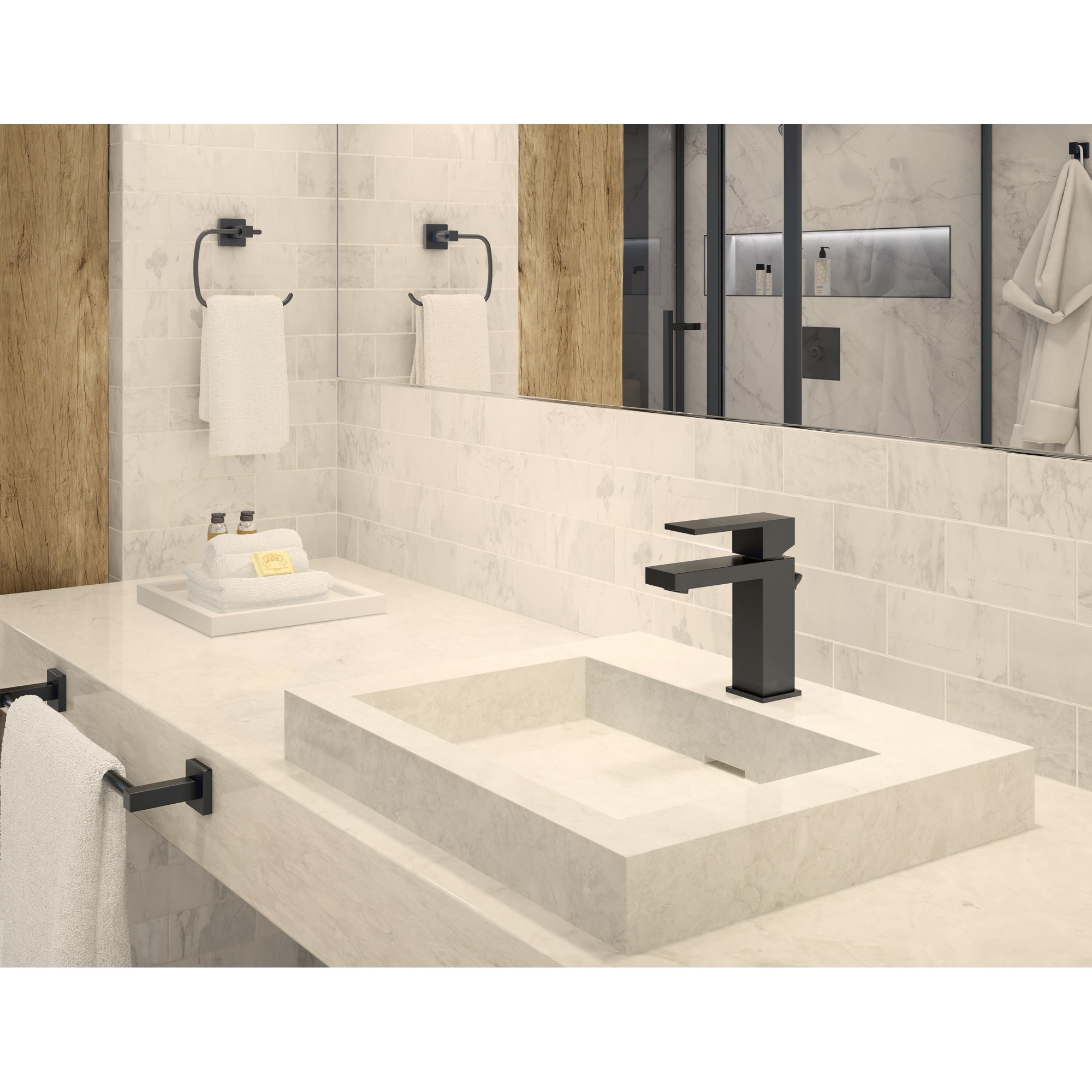 Aro de Toalla Individual de Montaje en Pared en Negro Mate Duro Symmons 363TR-MB