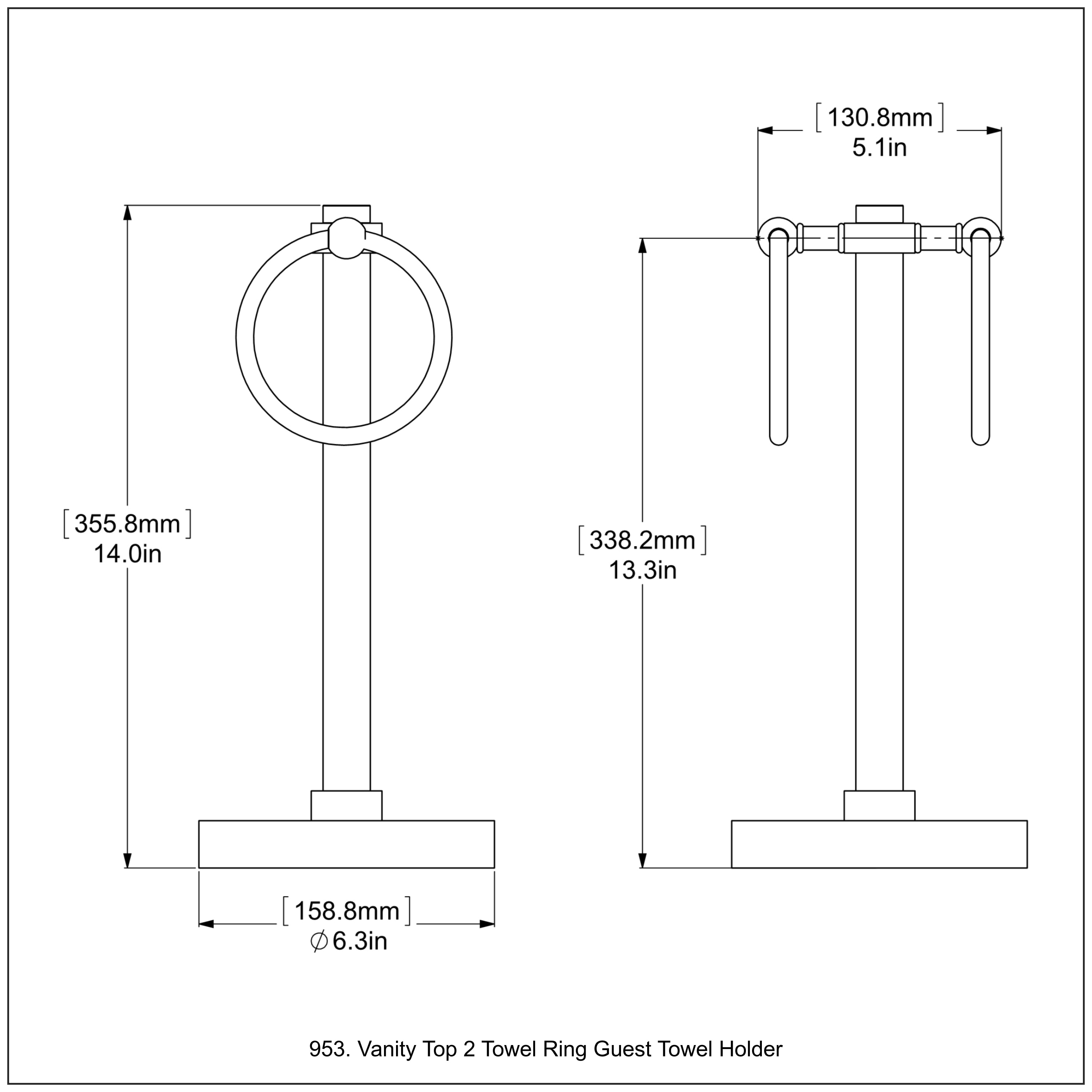 Soporte doble para toallas de pie de latón cromado satinado de Allied Brass