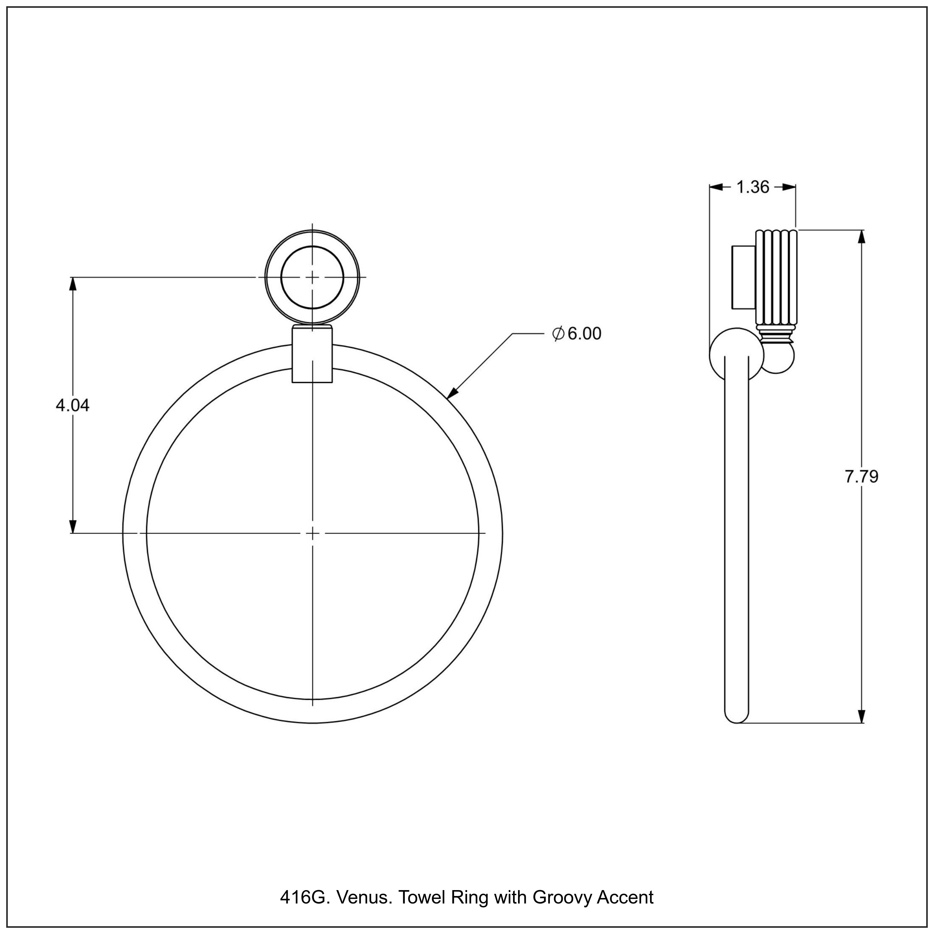 Argolla de toalla individual para montaje en pared de bronce aceitado marca Allied Brass Venus
