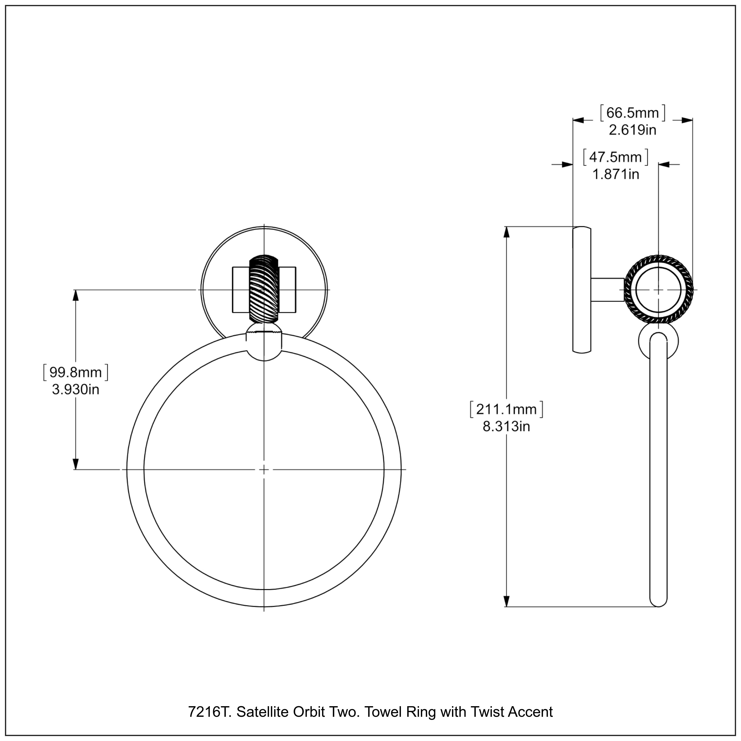 Aro de toalla de montaje en pared gris mate Satellite Orbit Two de Allied Brass