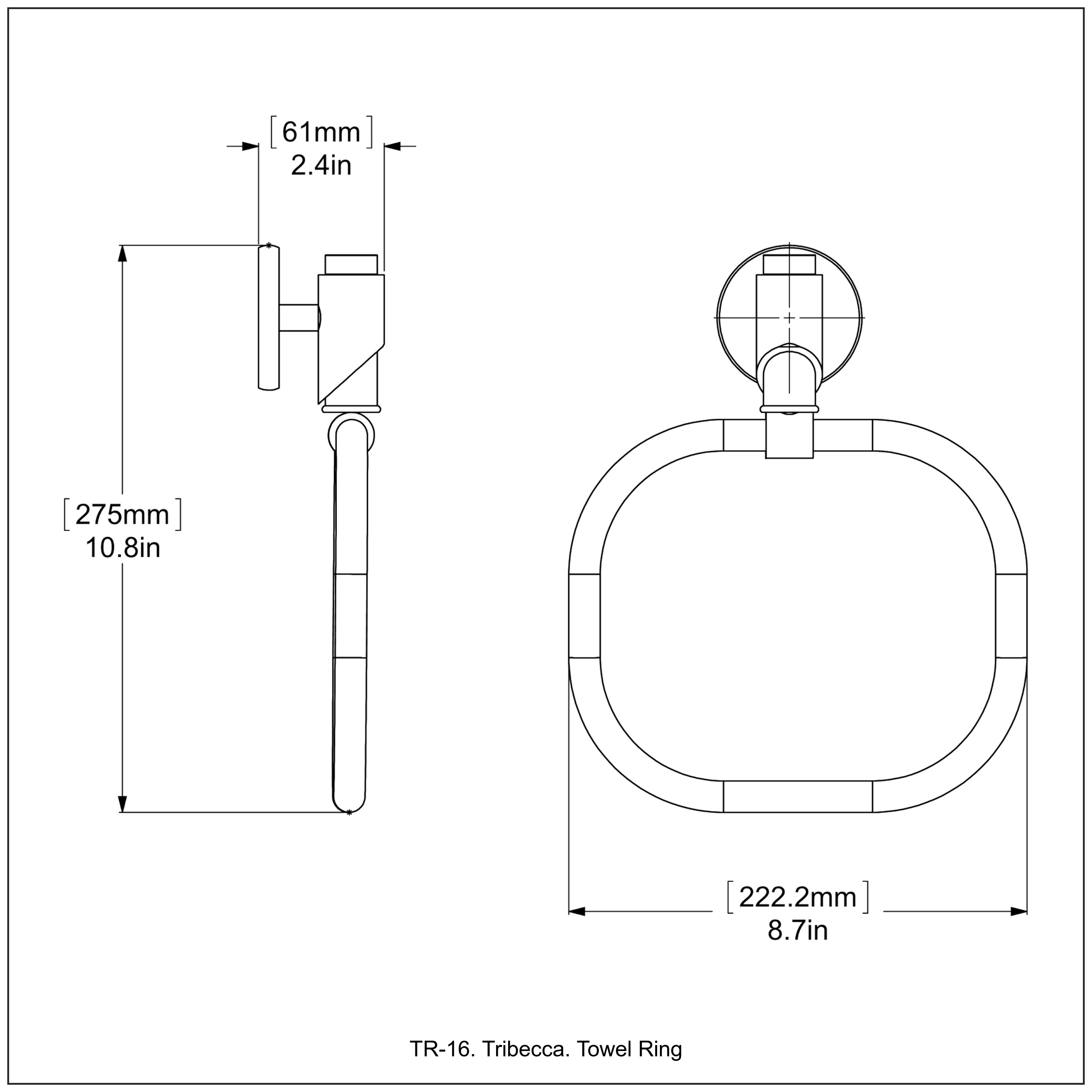 Aro para toalla de montaje en pared de latón sin barnizar Allied Brass Tribecca