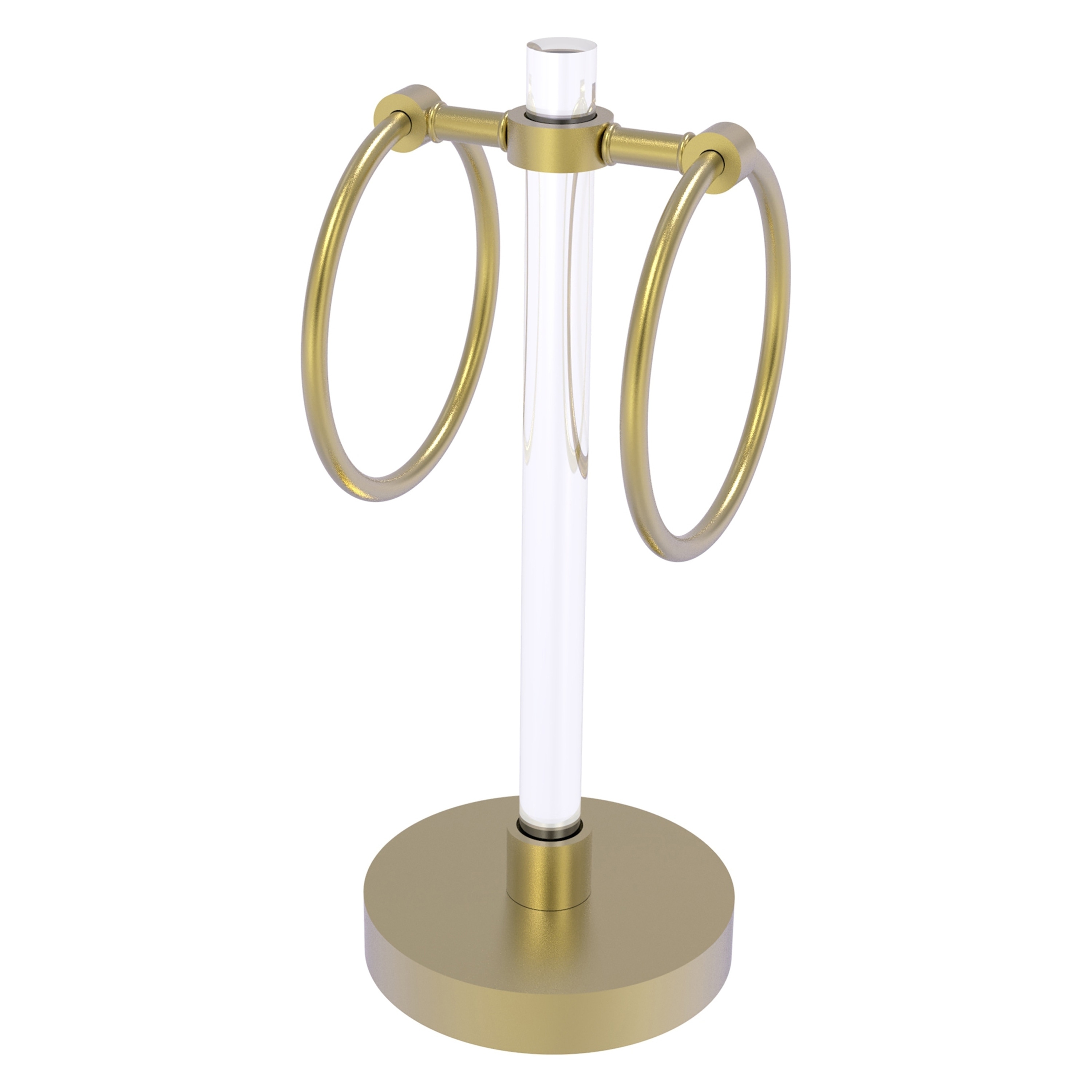 Soporte para toallas de una sola barra de latón satinado color bronce de satín, de pie en el mostrador de la marca Allied Brass Clearview