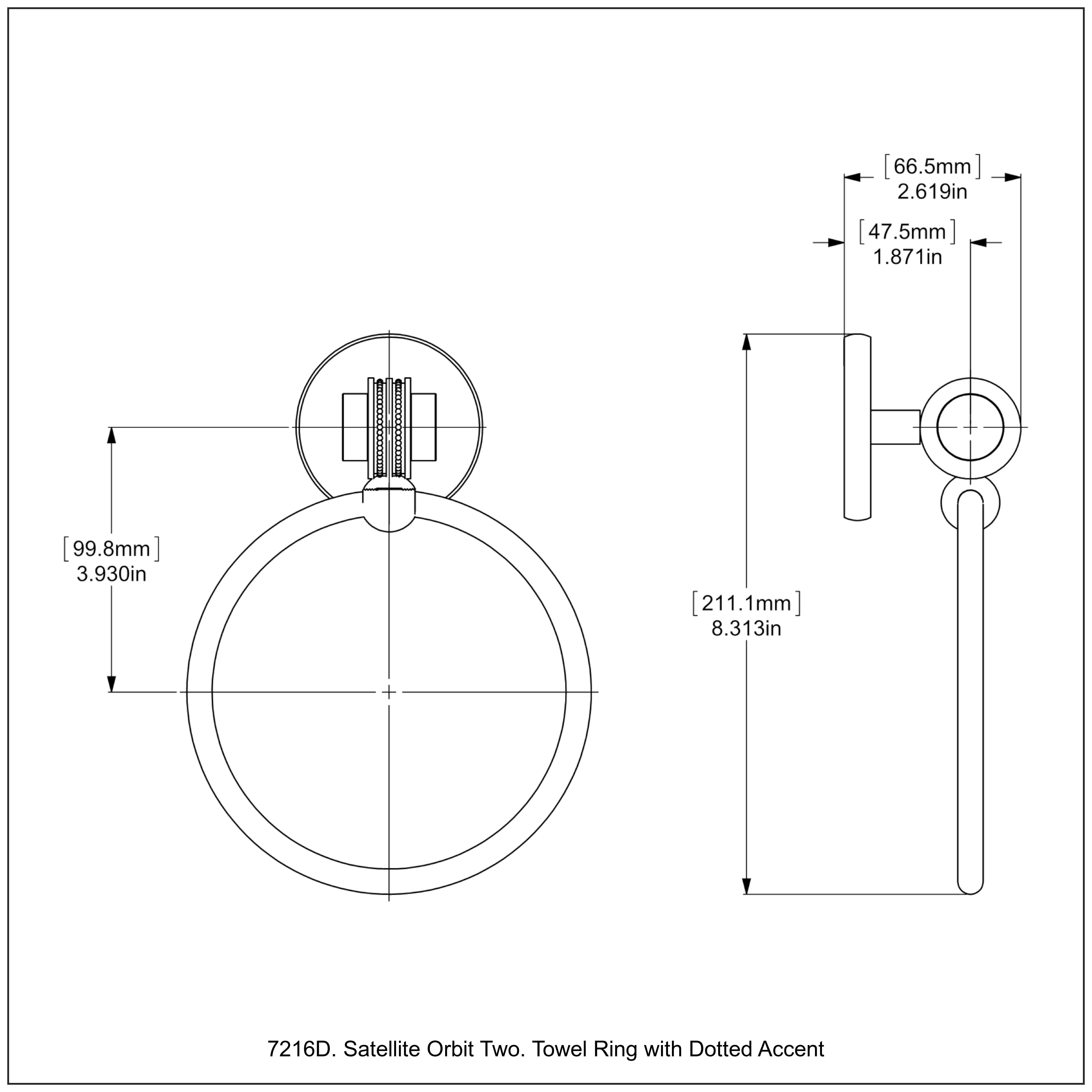 Aro de toalla de pared montado de latón satinado Allied Brass Satellite Orbit Two