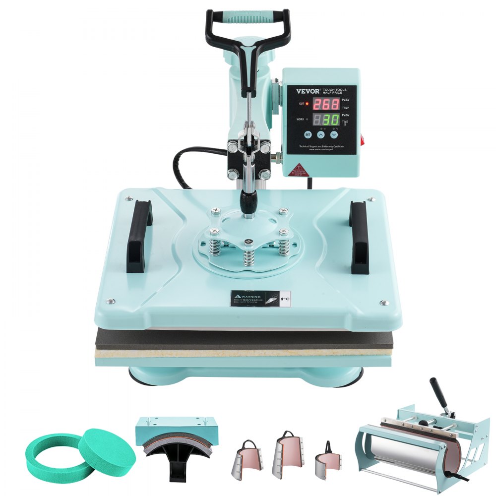 VEVOR Heat Press Machine 12x15 in 8 in 1 with 30oz Tumbler Press T-Shirts Green - YTS30OZ121581VG8XV1