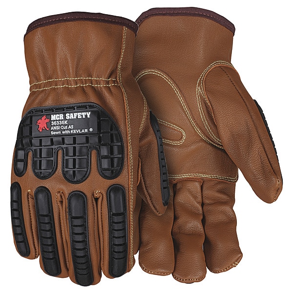 Guantes de cuero Mcr Safety, Nivel de corte A5, Marrón / Marrón, XL - 36336KXL
