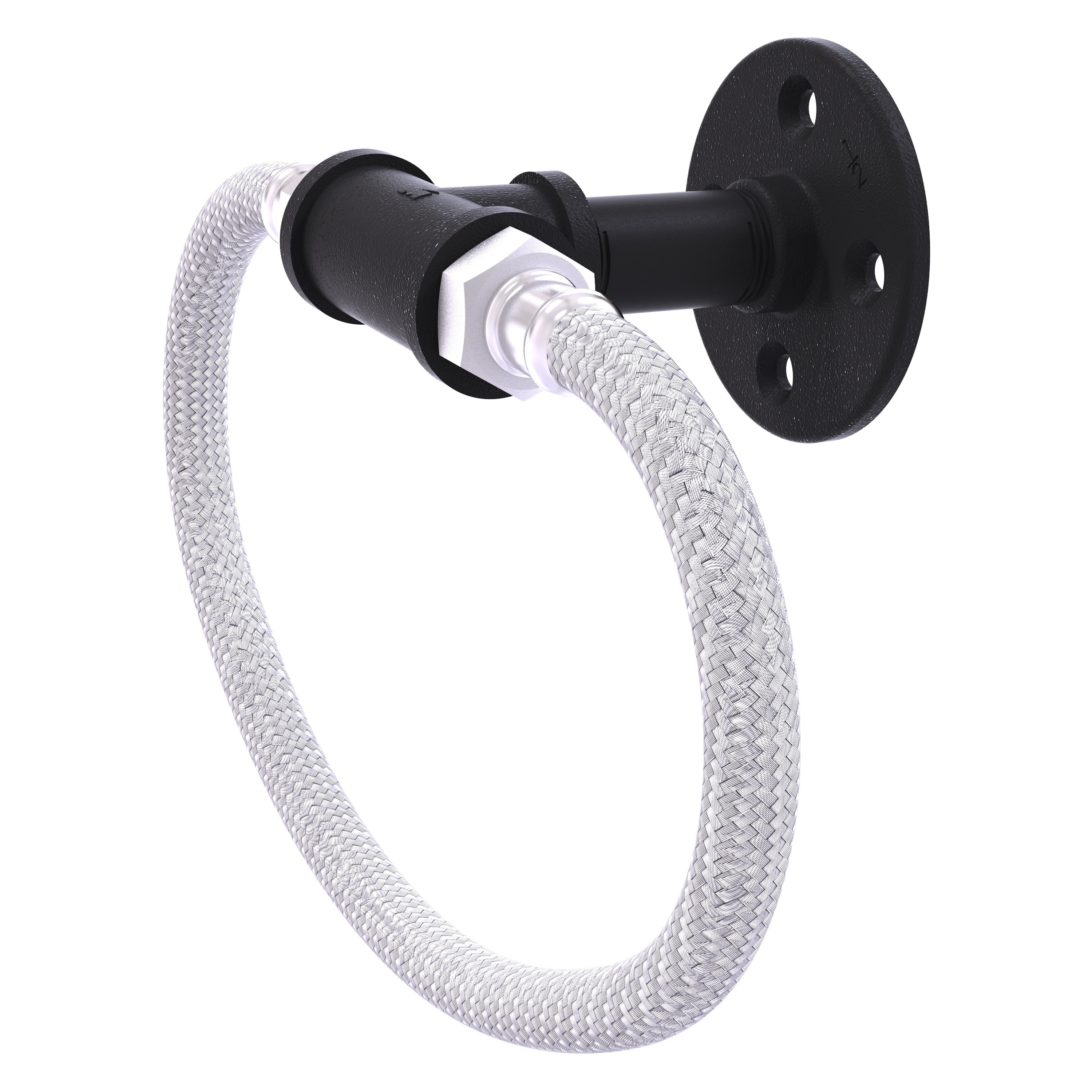 Argolla de Toalla Única de Montaje en Pared Negro Mate de Pipeline de Latón Aliado P-500-RG-BKM