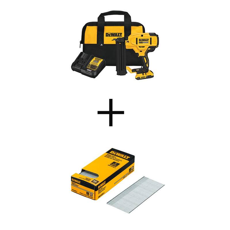 Kit de clavadora inalámbrica de clavos con batería de iones de litio DEWALT 20V MAX XR de calibre 18 con clavos de metal de 2 pulgadas x 18 de calibre (2500 por paquete) - DCN680D1W8200-2.