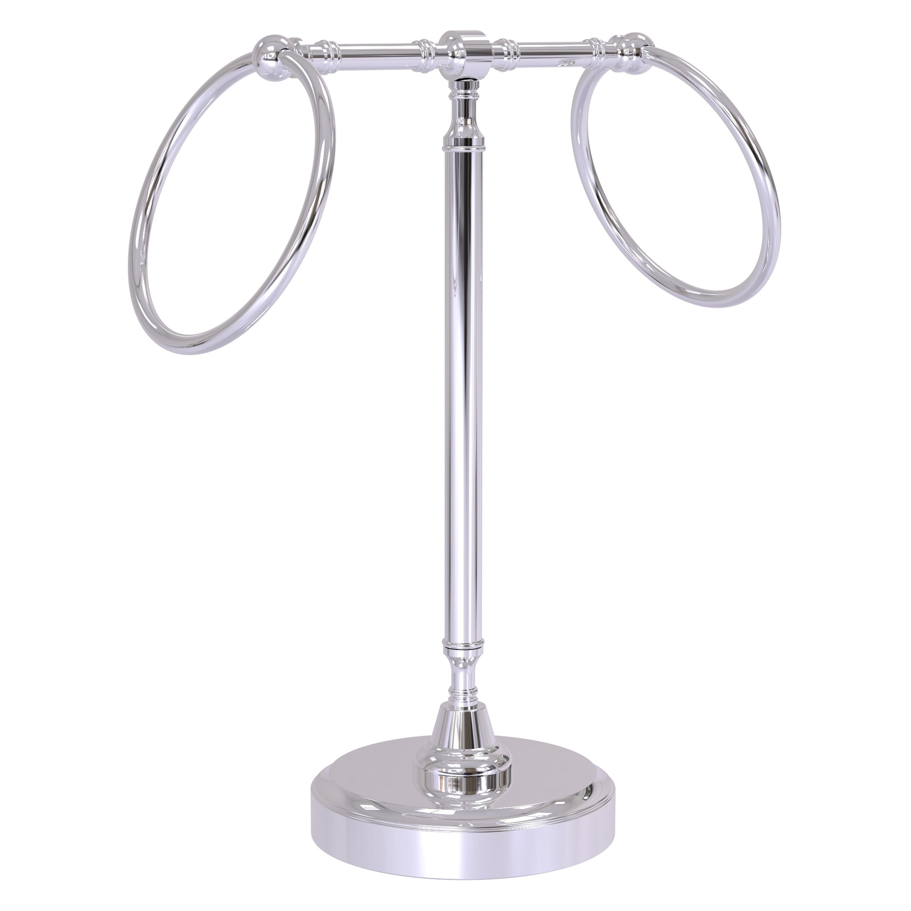 Soporte para toallas doble de pie con acabado cromado brillante de Allied Brass Retro Dot