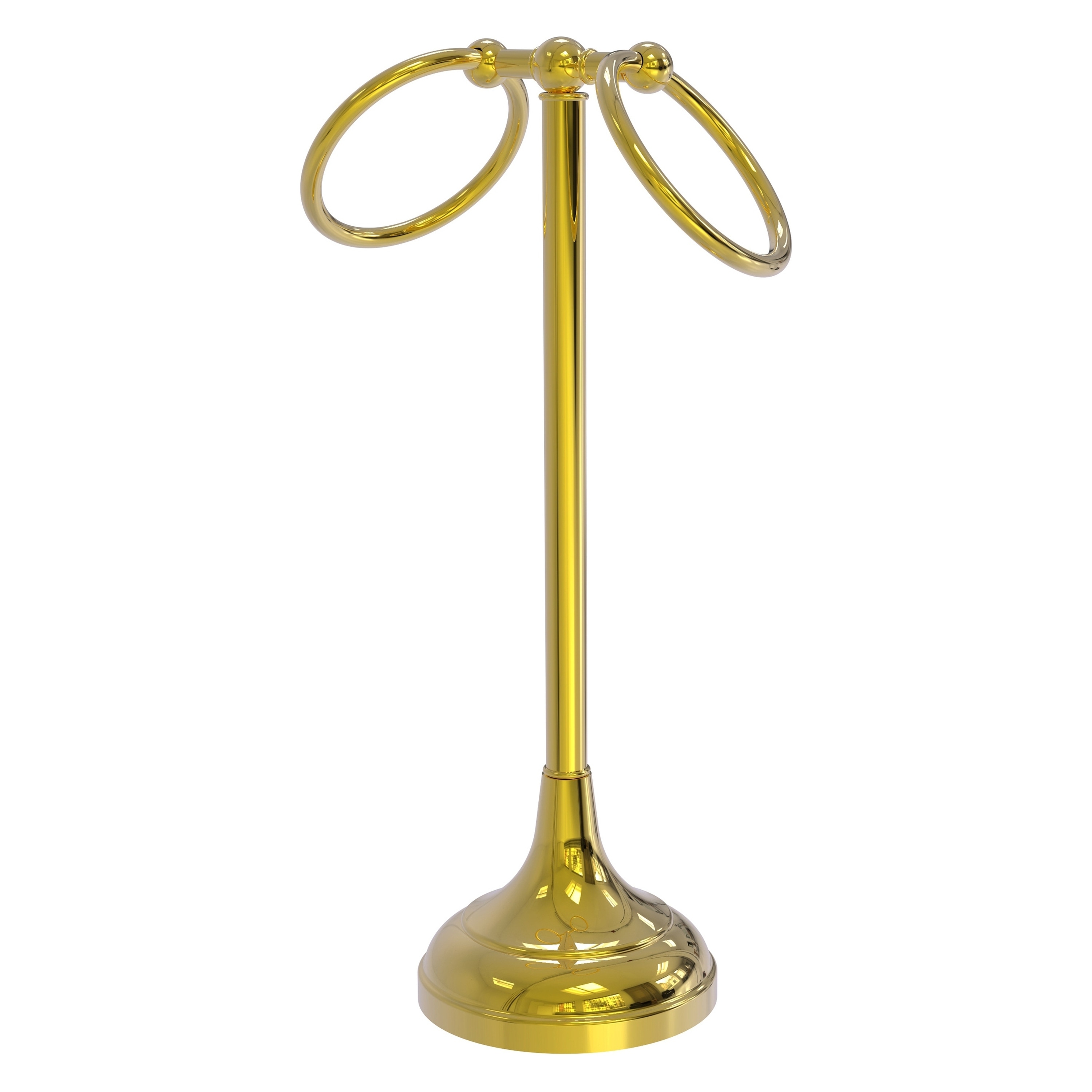 Aro doble para toallas de latón pulido para encimera de pie libre en latón pulido de la colección Tribecca de Allied Brass TR-12-PB.