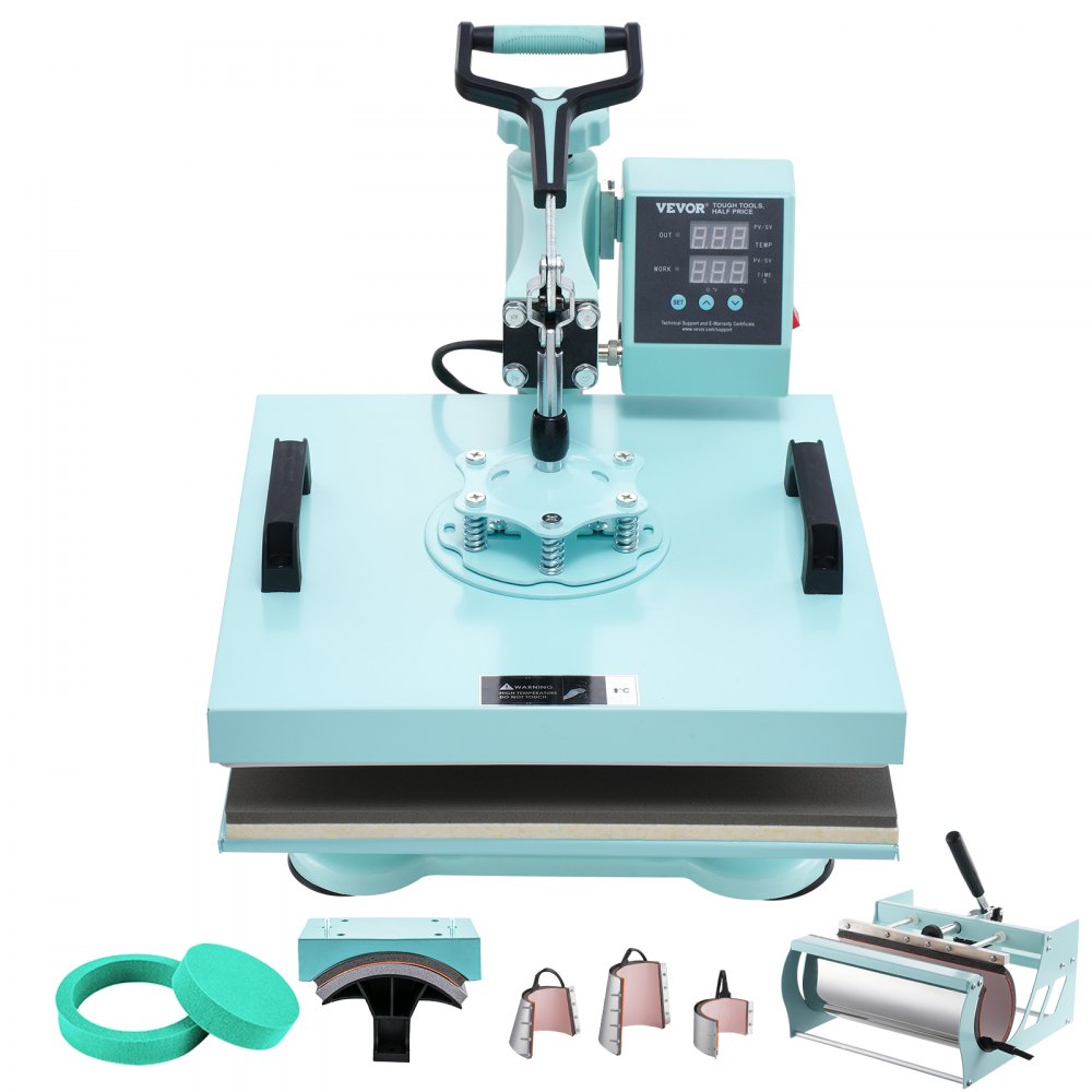 VEVOR Heat Press Machine 15x15 in 8 in 1 with 30oz Tumbler Press T-Shirts Green - YTS30OZ151581LKH3V1