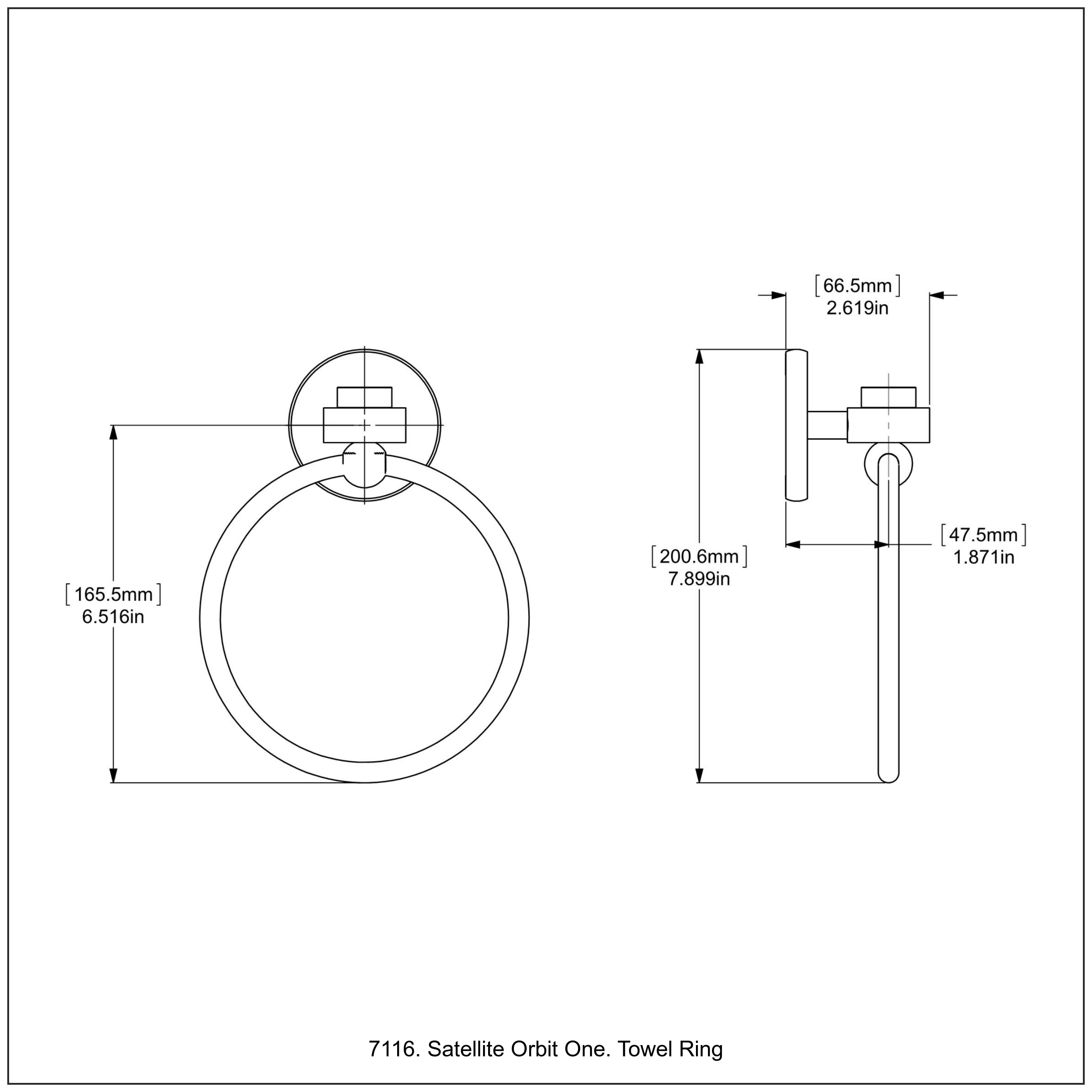 Argolla de Toalla Individual para Pared en Peltre Antiguo de Allied Brass Satellite Orbit One