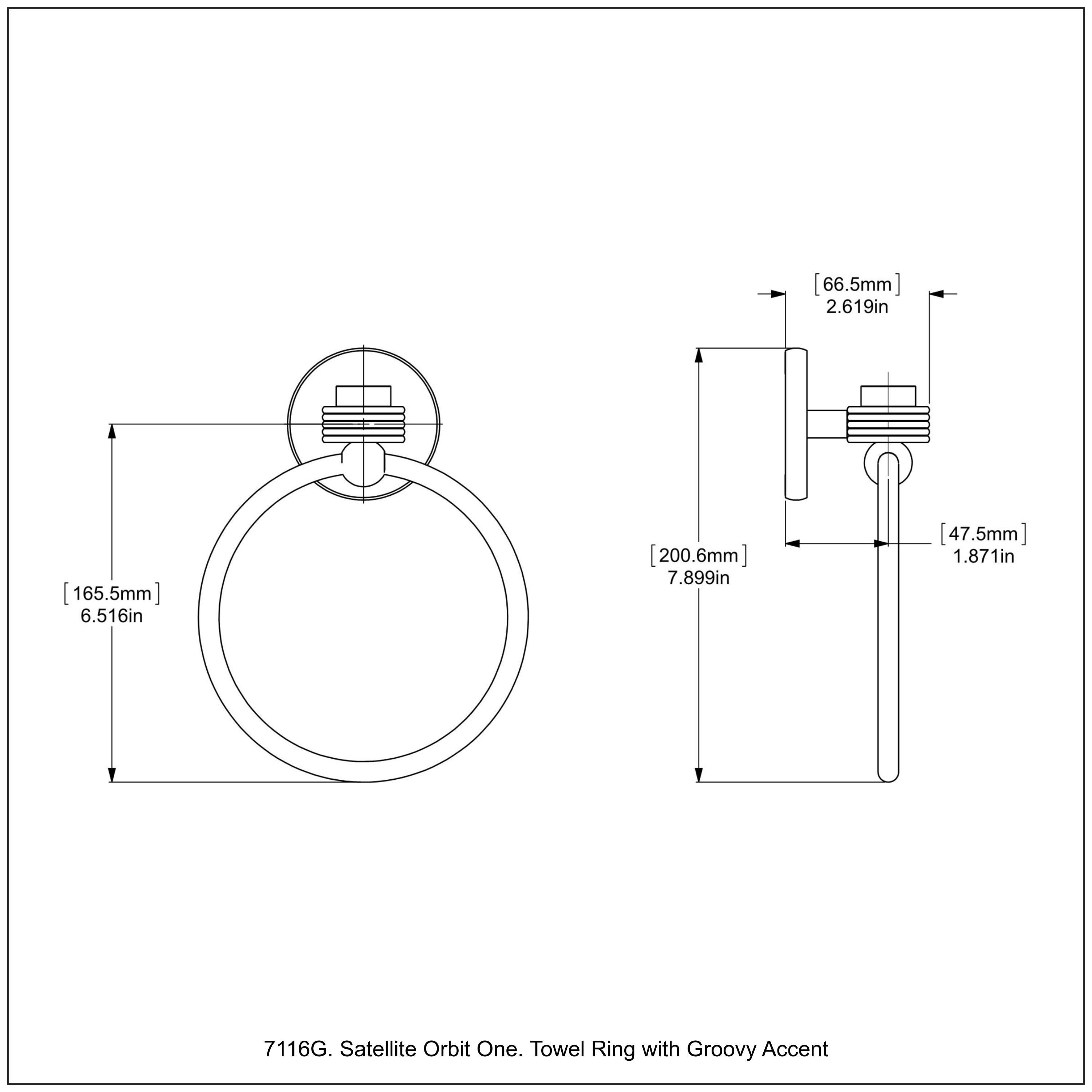 Soporte para Toalla de Montaje en Pared, Satinado Gris Mate, Modelo Satellite Orbit One 7116G-GYM