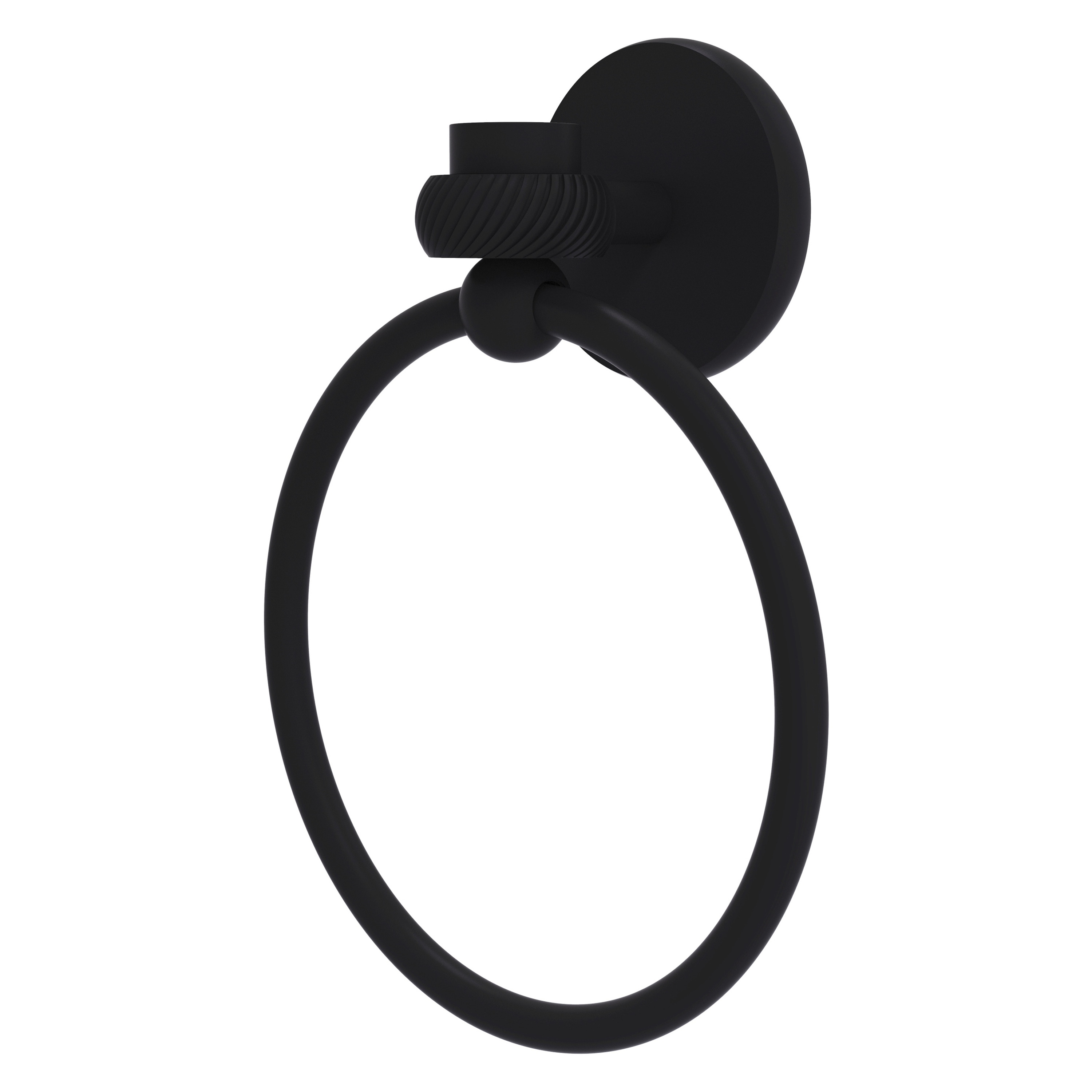 Aro de toalla individual montado en pared de latón Satélite Órbita Uno negro mate 7116T-BKM