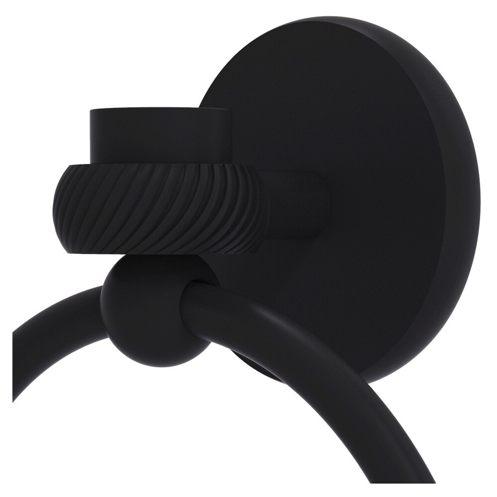 Aro de toalla individual montado en pared de latón Satélite Órbita Uno negro mate 7116T-BKM