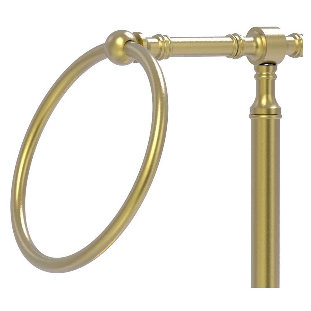 Anillo doble para toallas de latón satinado con puntos retro, de pie para encimera de latón cepillado - RDM-3-SBR