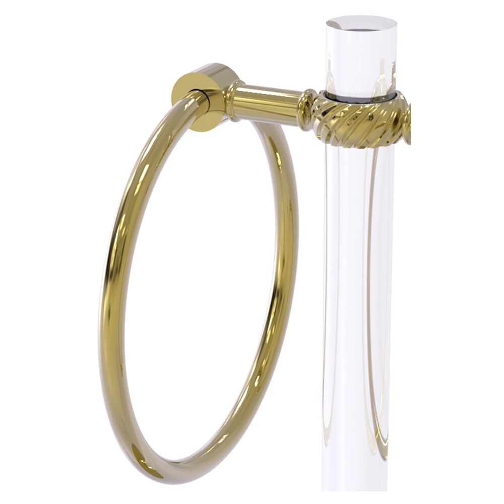 Anillo de toalla individual de latón sin barniz de pie sobre encimera Clearview de Allied Brass CV-GTRST-10-UNL