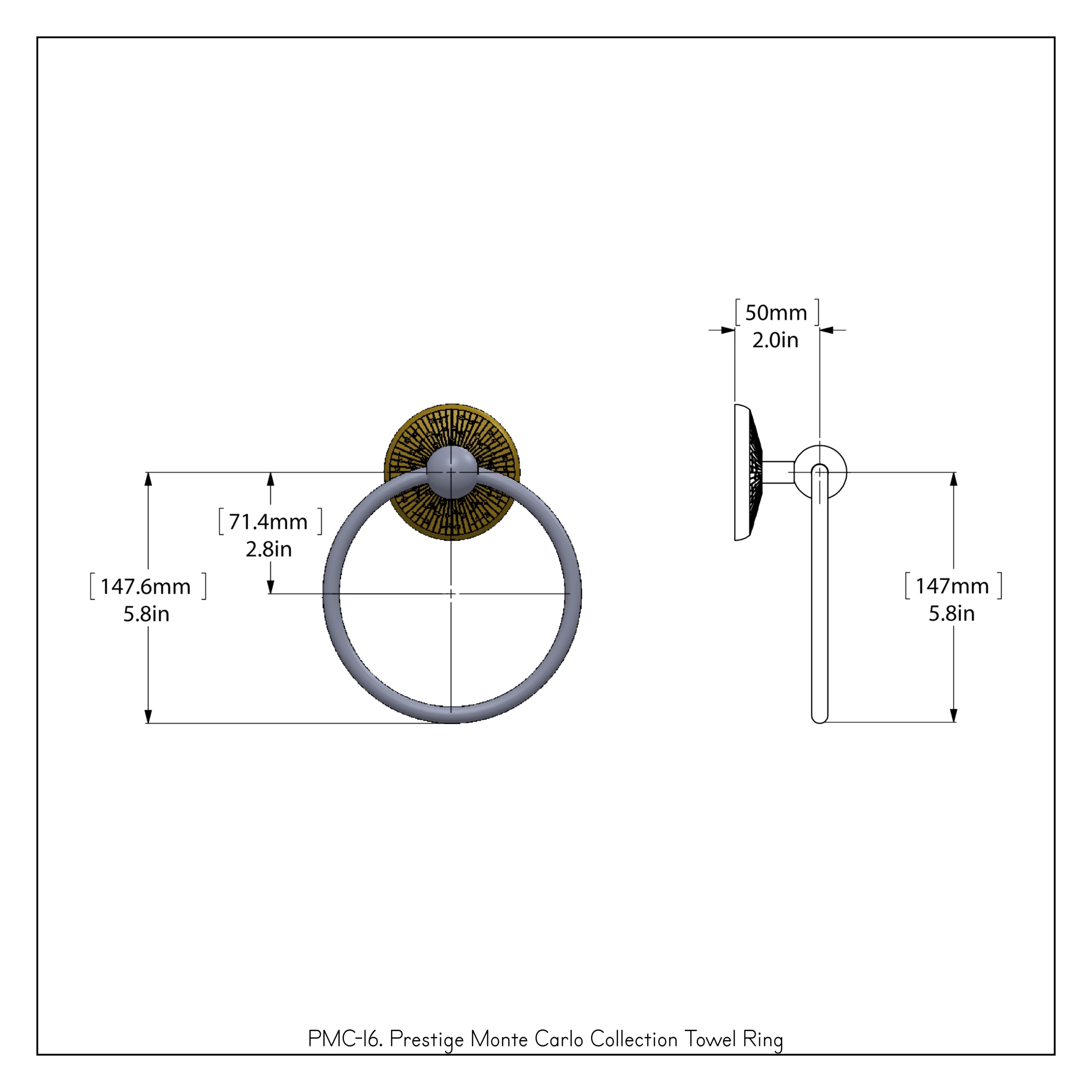 Aro para toalla de montaje en pared en cromo satinado Prestige Monte Carlo de Allied Brass