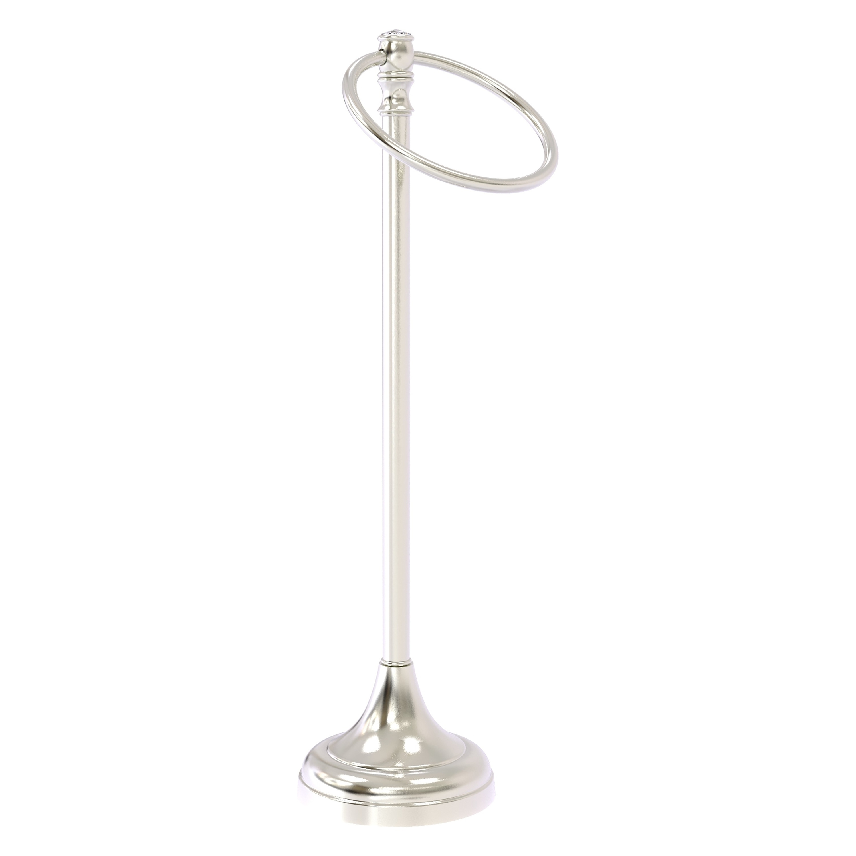 Argollas de Toalla de Baño Individual con Base para Mostrador en Níquel Satinado Cristal Carolina Allied Brass CC-54-SN