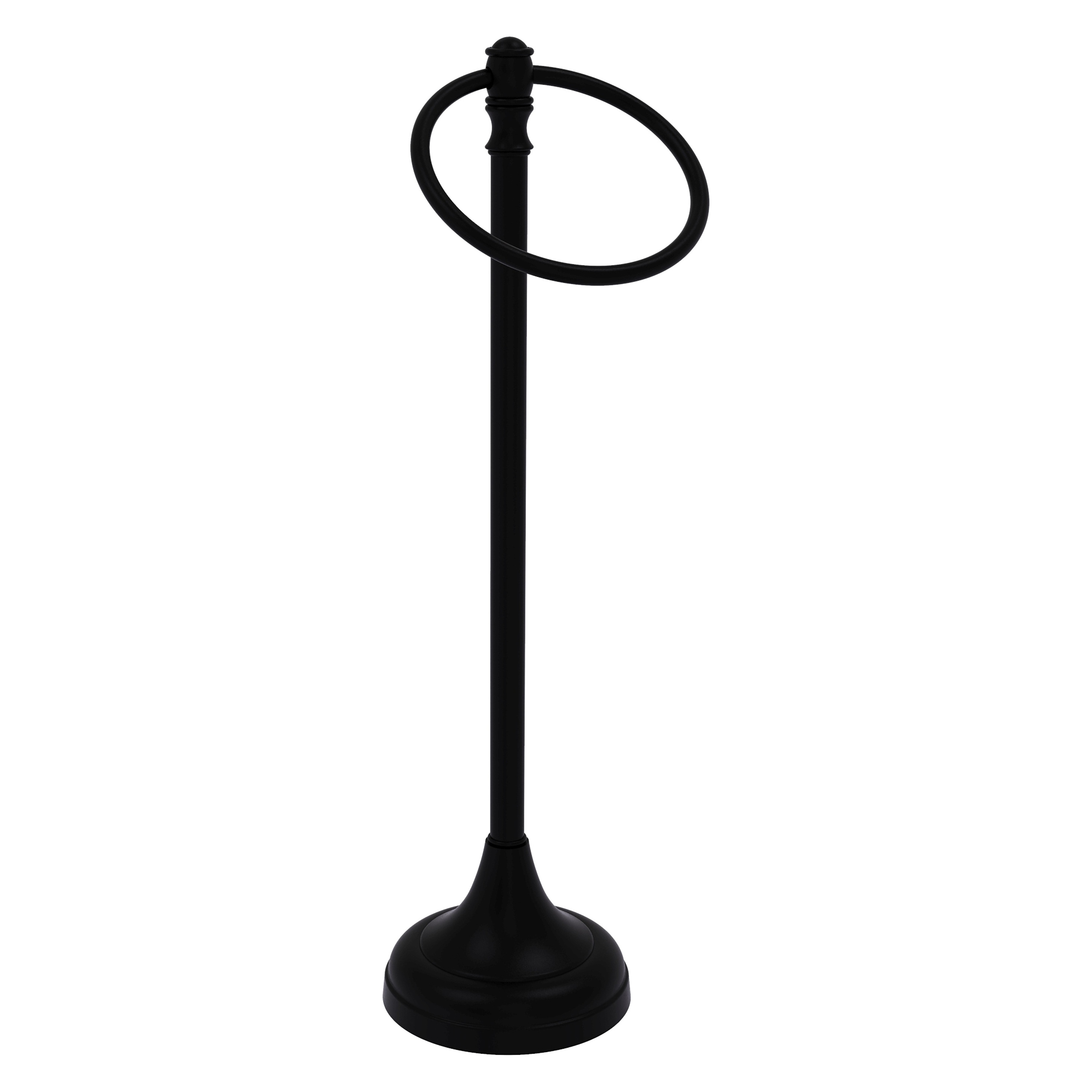 Aro de toalla sencillo para encimera de color negro mate de la línea Carolina de Allied Brass