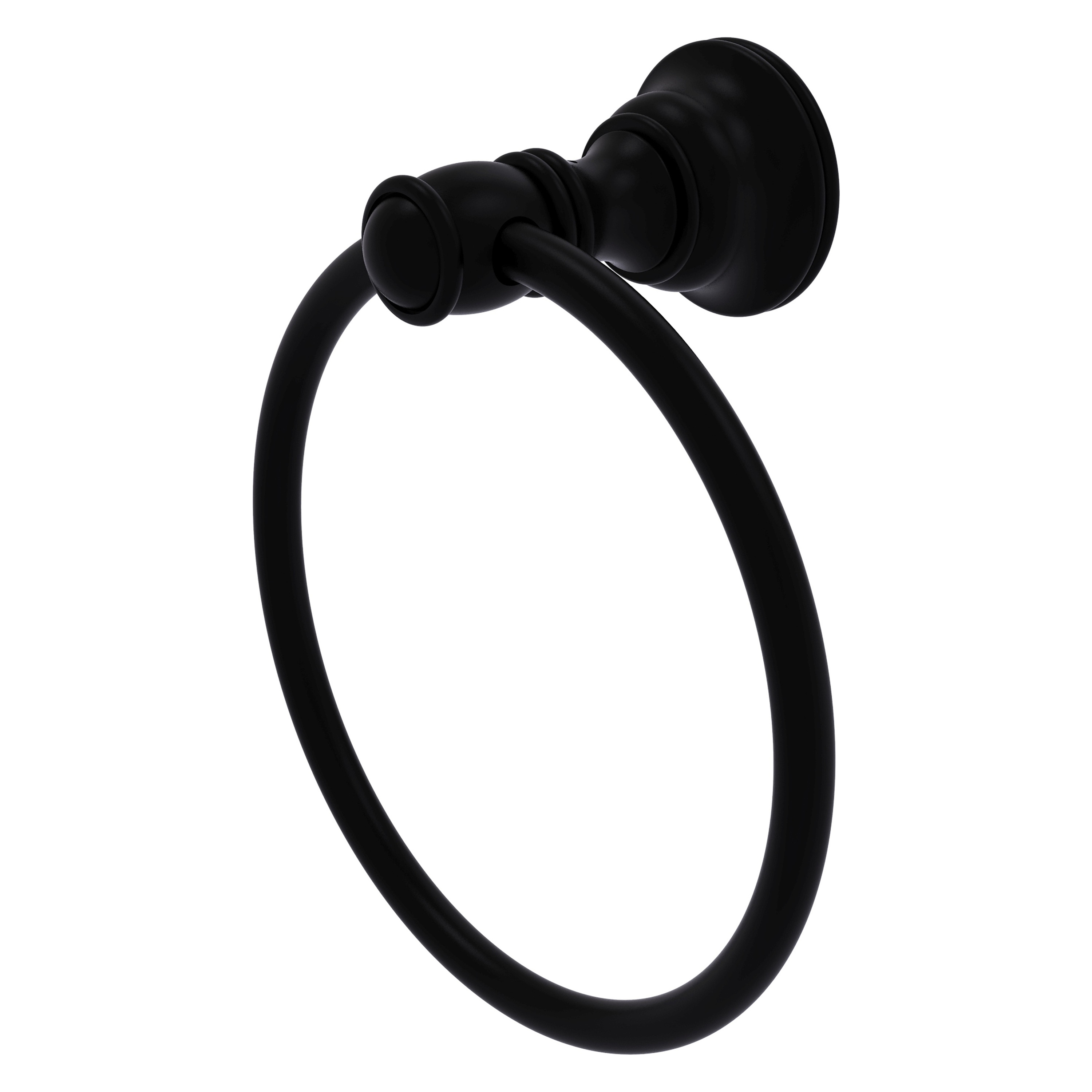 Aro sencillo para toalla en negro mate para montaje en pared de Carolina de Brass Aliado CL-16-BKM