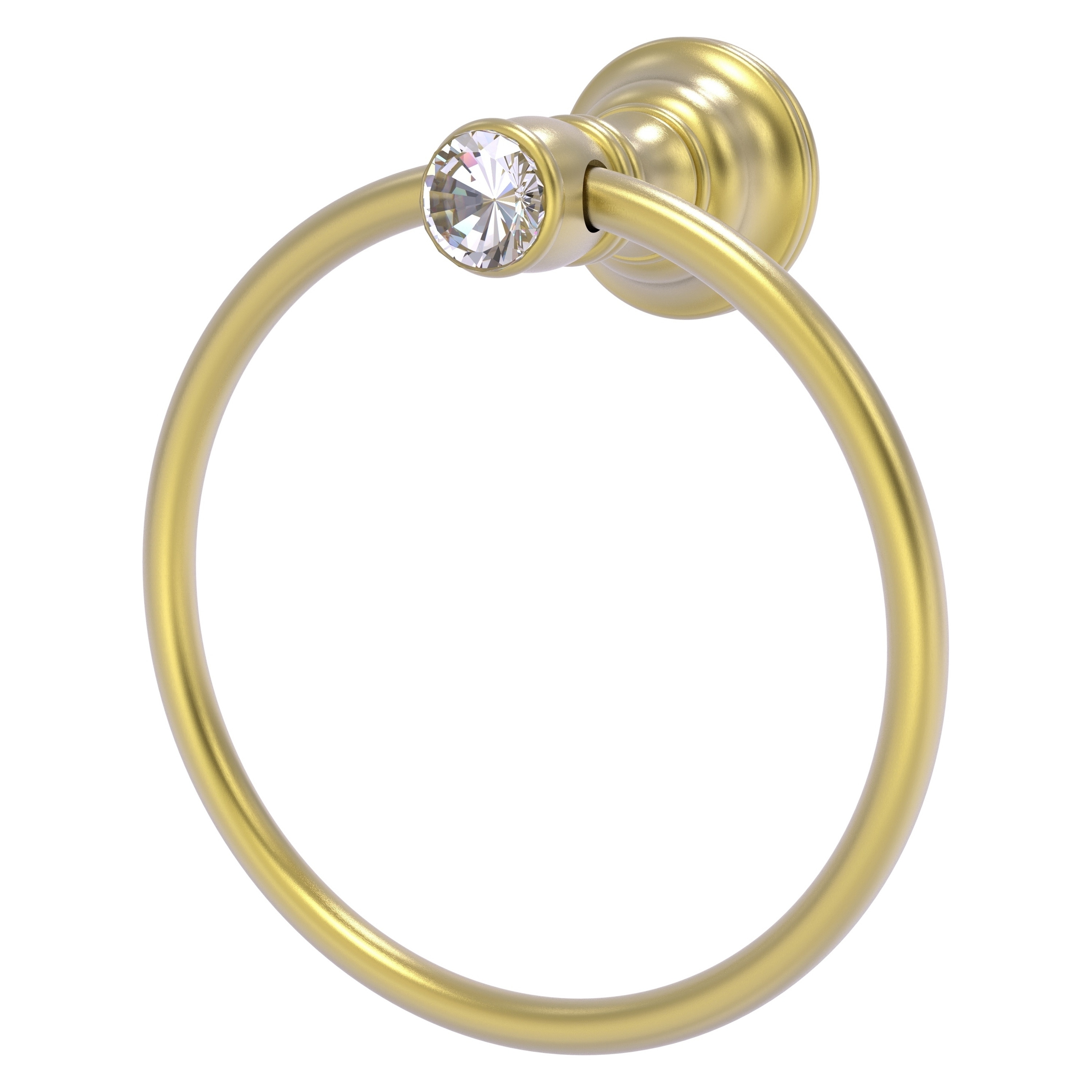 Anillo de Toalla Individual para Montaje en Pared de Latón Satinado con Cristal Carolina - cc-16-SBR.