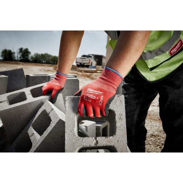 Guantes Milwaukee Tool con recubrimiento de nitrilo nivel de corte 2 - 2X-Grande, Nivel de Corte A2, 15 ga, Rojo, 2XL - 48-22-8929