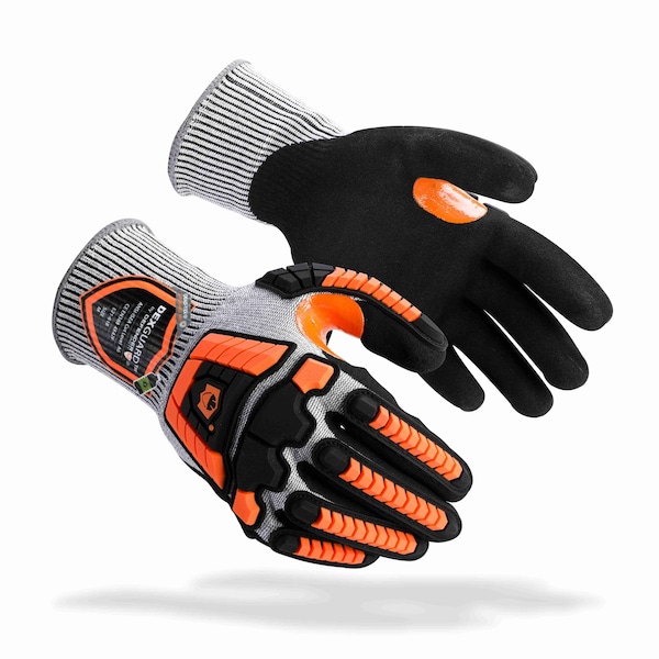 Guantes recubiertos resistentes al corte para seguridad del defensor, nivel de corte A6, gris/negro, tamaño L - DXG-E21-618L