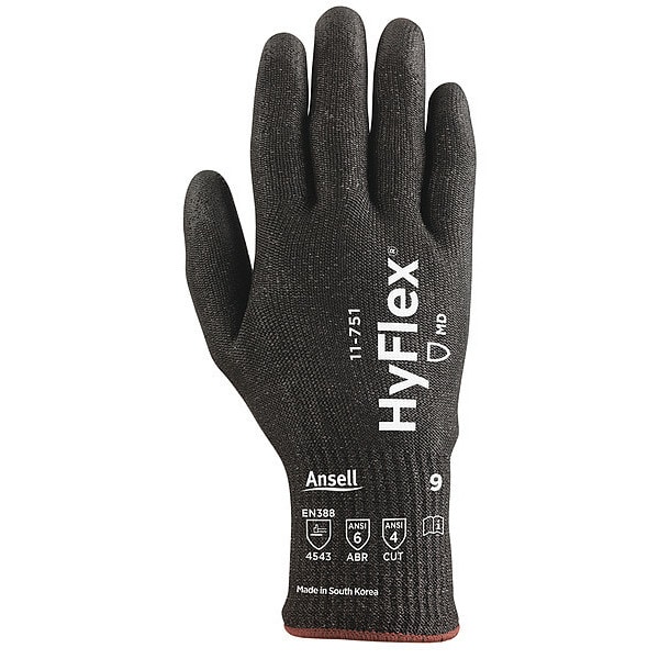 Guantes recubiertos resistentes a cortes de Ansell, Nivel de corte A4, 10 ga, Negro, 2XS (5) - 11-751