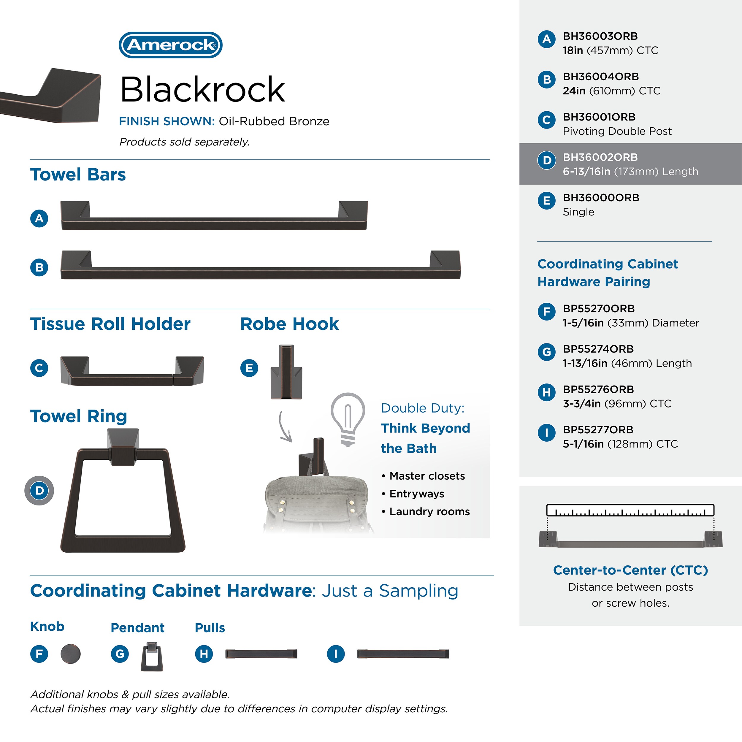 Aro Toallero para Montar en Pared en Bronce Aceitado Negro Blackrock de Amerock BH36002ORB