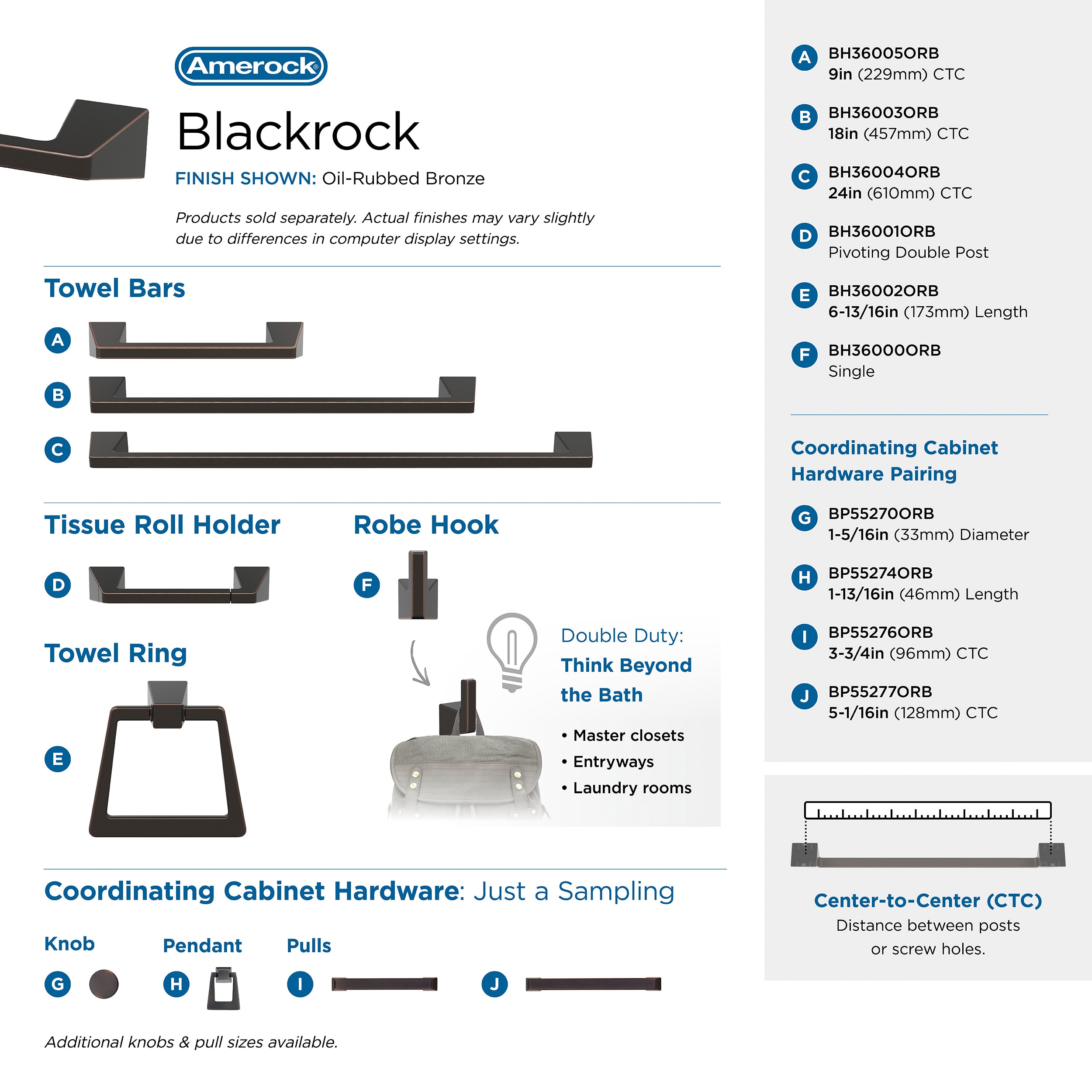 Aro Toallero para Montar en Pared en Bronce Aceitado Negro Blackrock de Amerock BH36002ORB