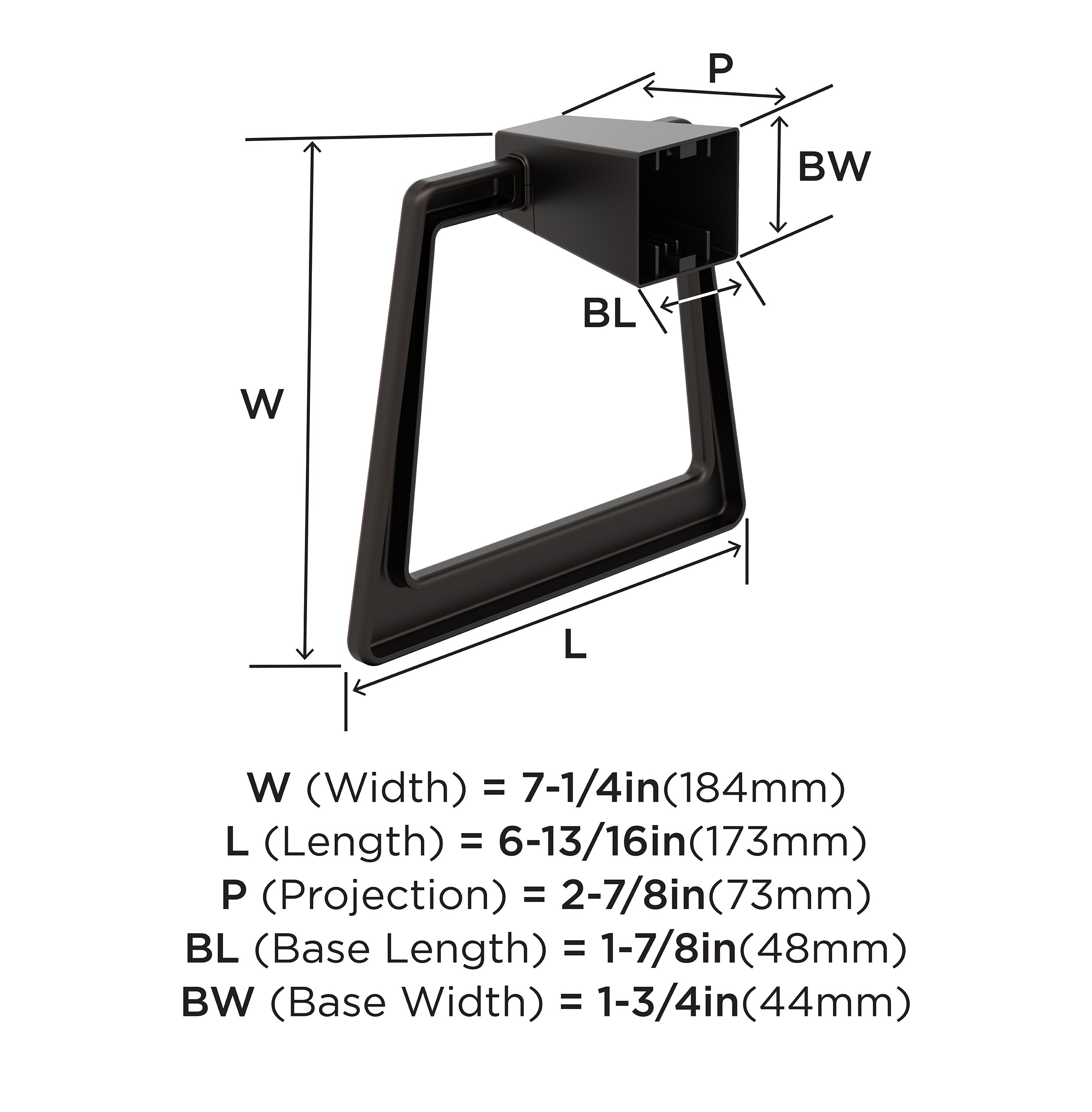 Aro Toallero para Montar en Pared en Bronce Aceitado Negro Blackrock de Amerock BH36002ORB
