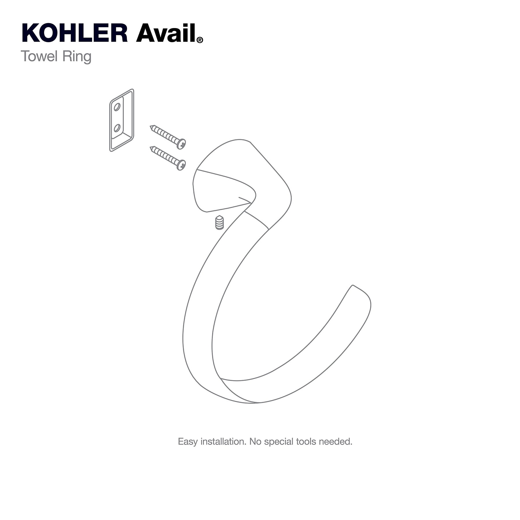 Soporte de toalla individual de montaje en pared en latón moderno cepillado vibrante - KOHLER Avail R31184-2MB